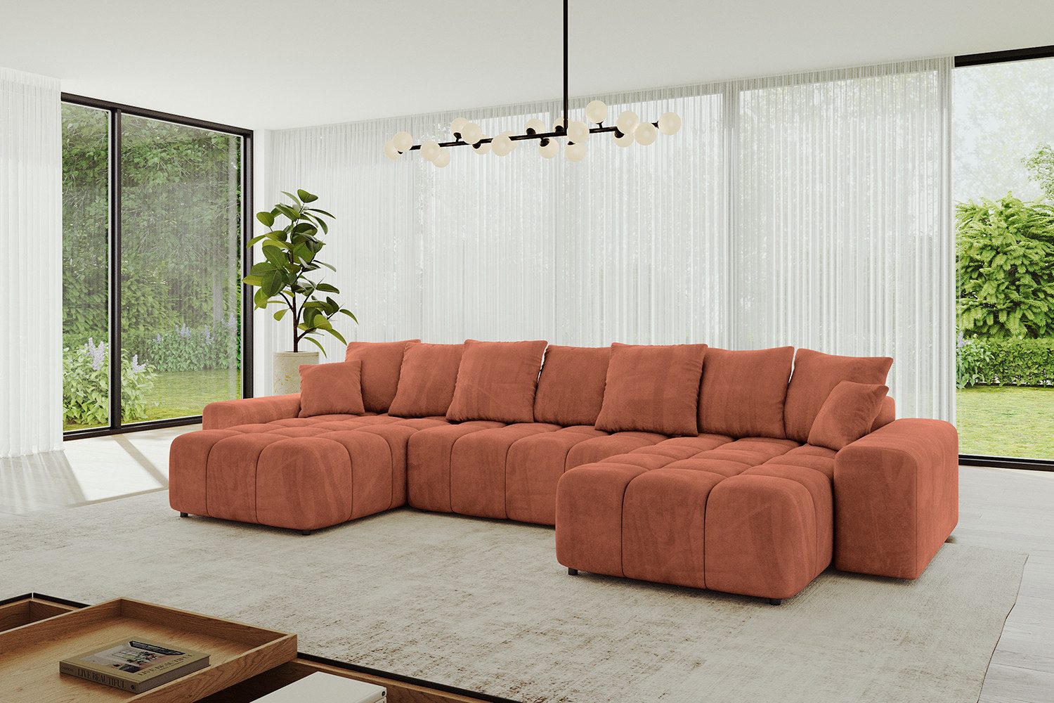 ALTDECOR Wohnlandschaft ENIL-U, Couch mit Schlaffunktion, Wohnzimmer - Ecksofa, Corner Sofa Bett Eckcouch Couch U-Form Schlafcouch Ausziehbar
