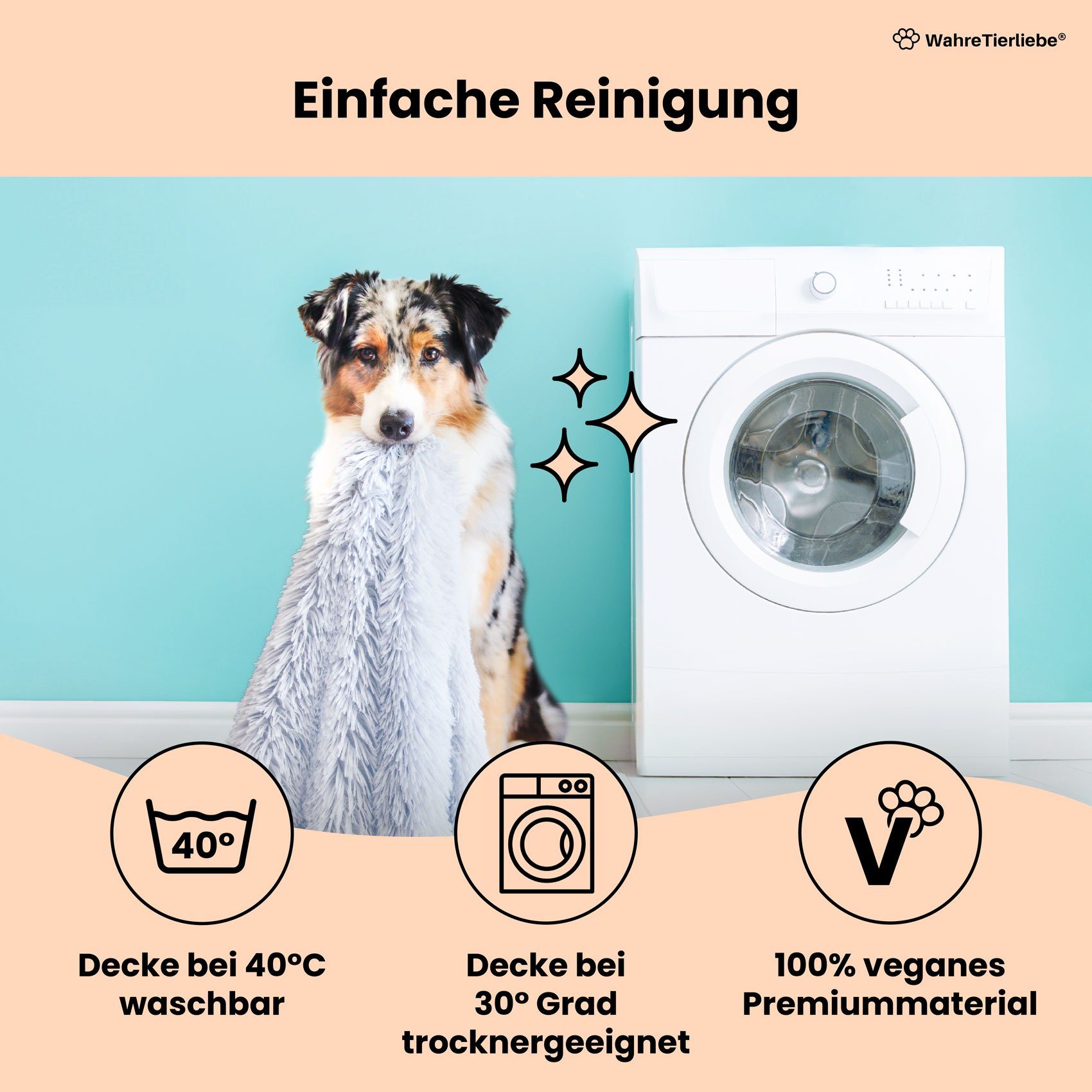 Wahre Tierliebe Tierdecke Premium Kuscheldecke Fluffy - hält warm - wasserabweisend – Bild 3 von 5
