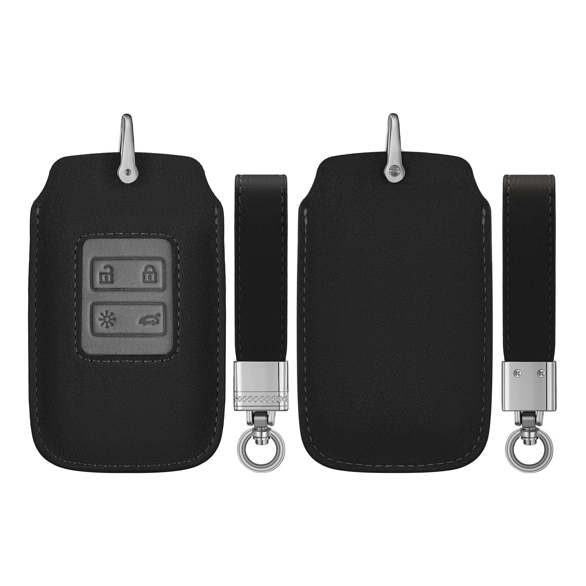 kwmobile Schlüsseltasche Autoschlüssel Kunstleder Hülle für Renault, Schlüsselhülle Schlüssel Case - Cover in Schwarz Grau