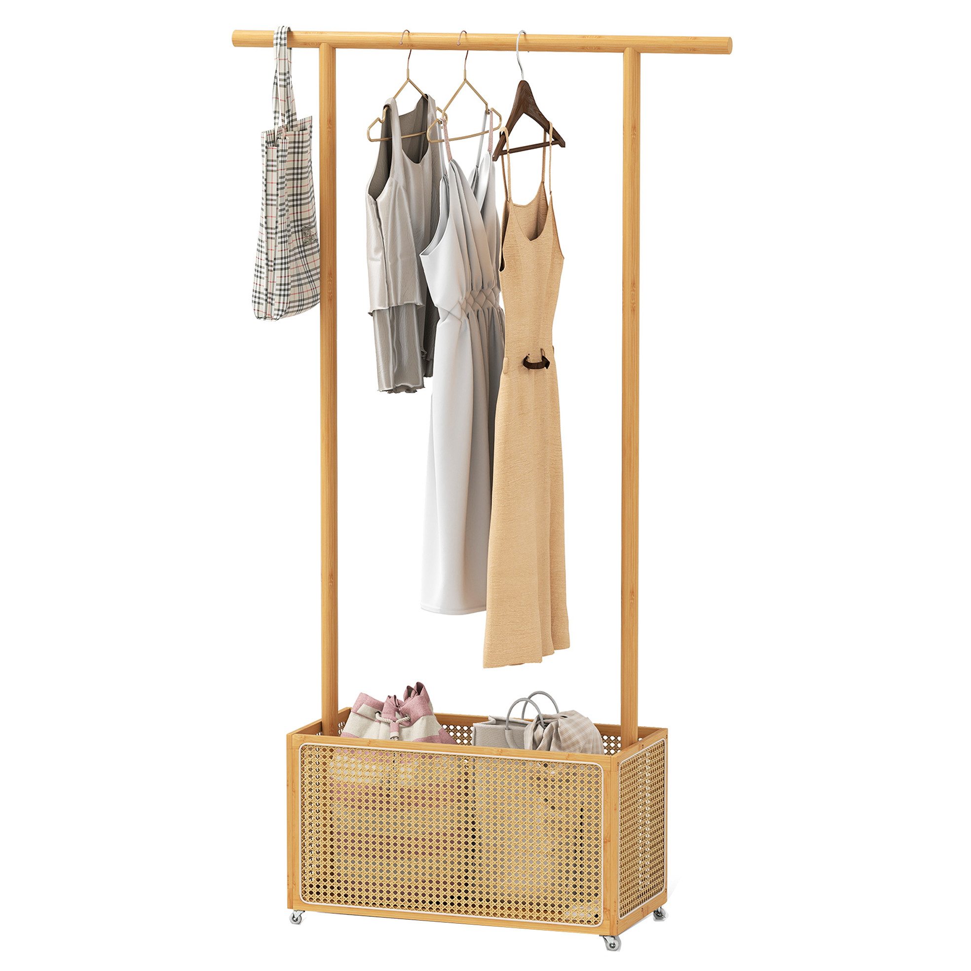 KOMFOTTEU Kleiderständer, Stehgarderobe Garderobenständer mit Rädern