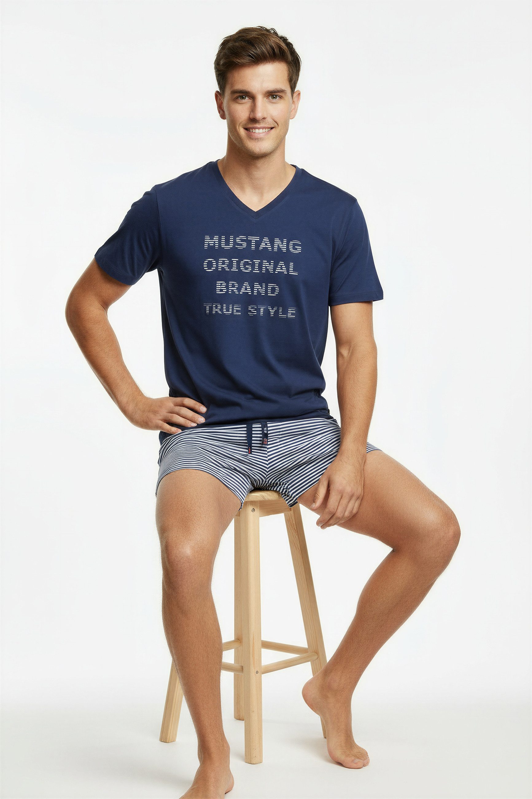MUSTANG Schlafanzug OLE Short-Set T-Shirt Short kurze Hose Pyjama Schlafkom günstig online kaufen