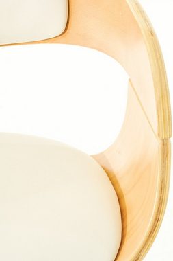 TPFLiving Barhocker Kingsley (mit Rückenlehne und Fußstütze - Hocker für Theke & Küche), 360° drehbar - Metall mit Chromoptik - Sitz: Kunstleder Natura/Weiß