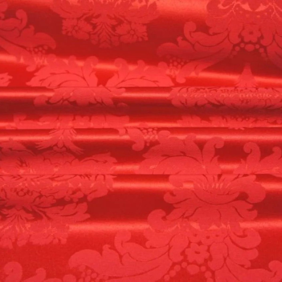 Thumbnail - Stofferia Stoff Dekostoff Satin Jacquard Damasco Rot, Breite 280 cm, Meterware