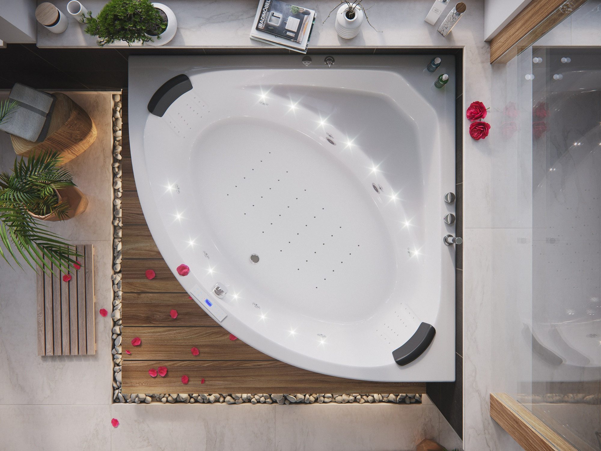Magnolia Home Whirlpool-Badewanne Deluxe Whirlpool Set TITAN ULTRA mit 78 Düsen und LED-Beleuchtung