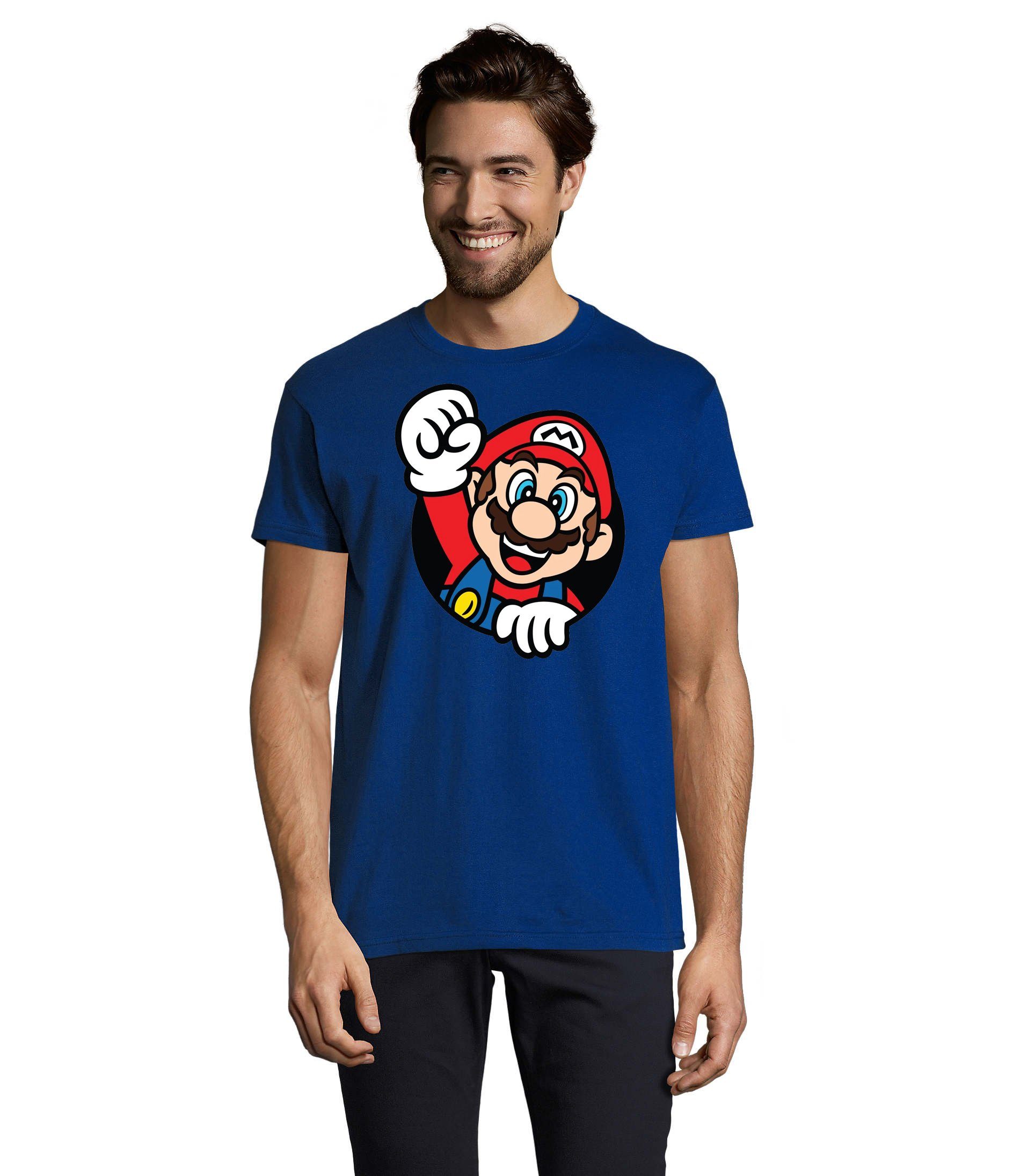 Blondie & Brownie T-Shirt Herren Super Mario Faust Nerd Konsole Gaming Spiel Retro Herren Super Mario Faust T-Shirt Retro Gaming mit Frontdruck Nerd Look