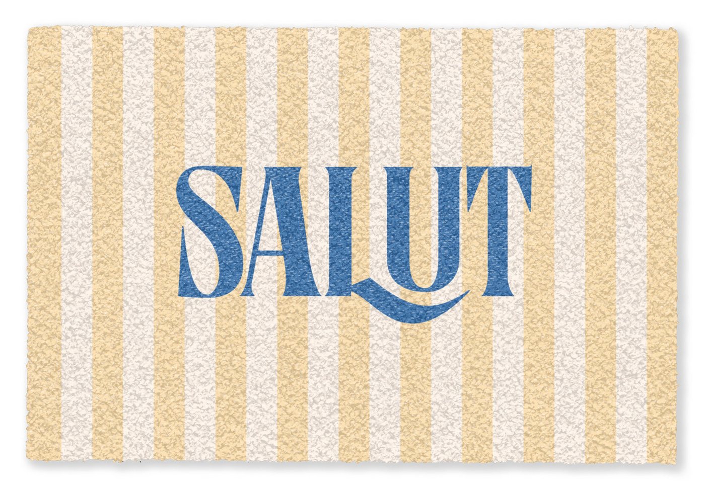 MuchoWow Fußmatte Salut - Zitat - Streifen - Gelb - Blau - Weiß, Rechteckig, innen Schmutzfangmatte, Tür, Schmutzfänger Flur, Teppich 60x40 cm