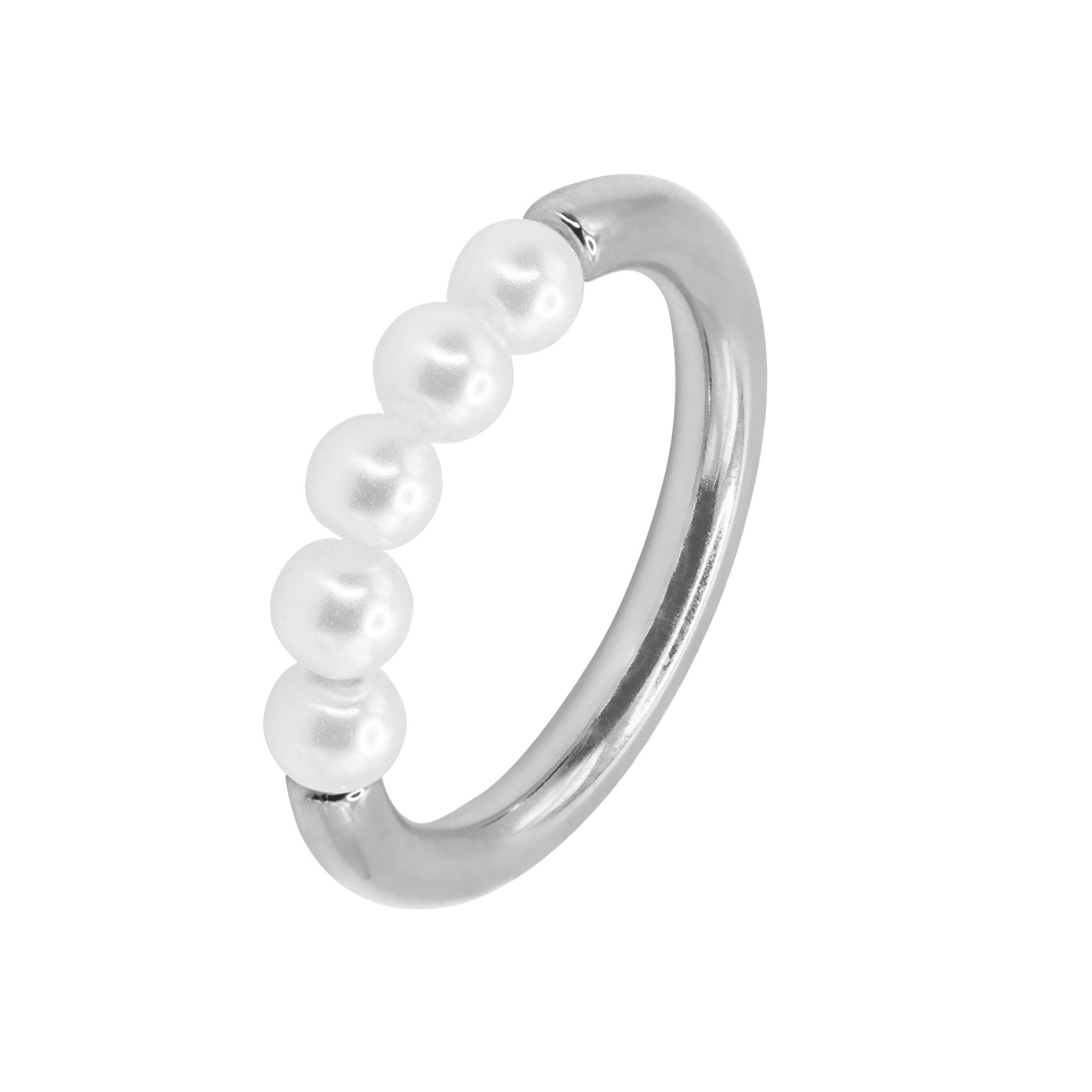 (Ring, inkl. Heideman Geschenkverpackung), für Frauen Fingerring Perlenring poliert Enya 1-tlg., silberfarben
