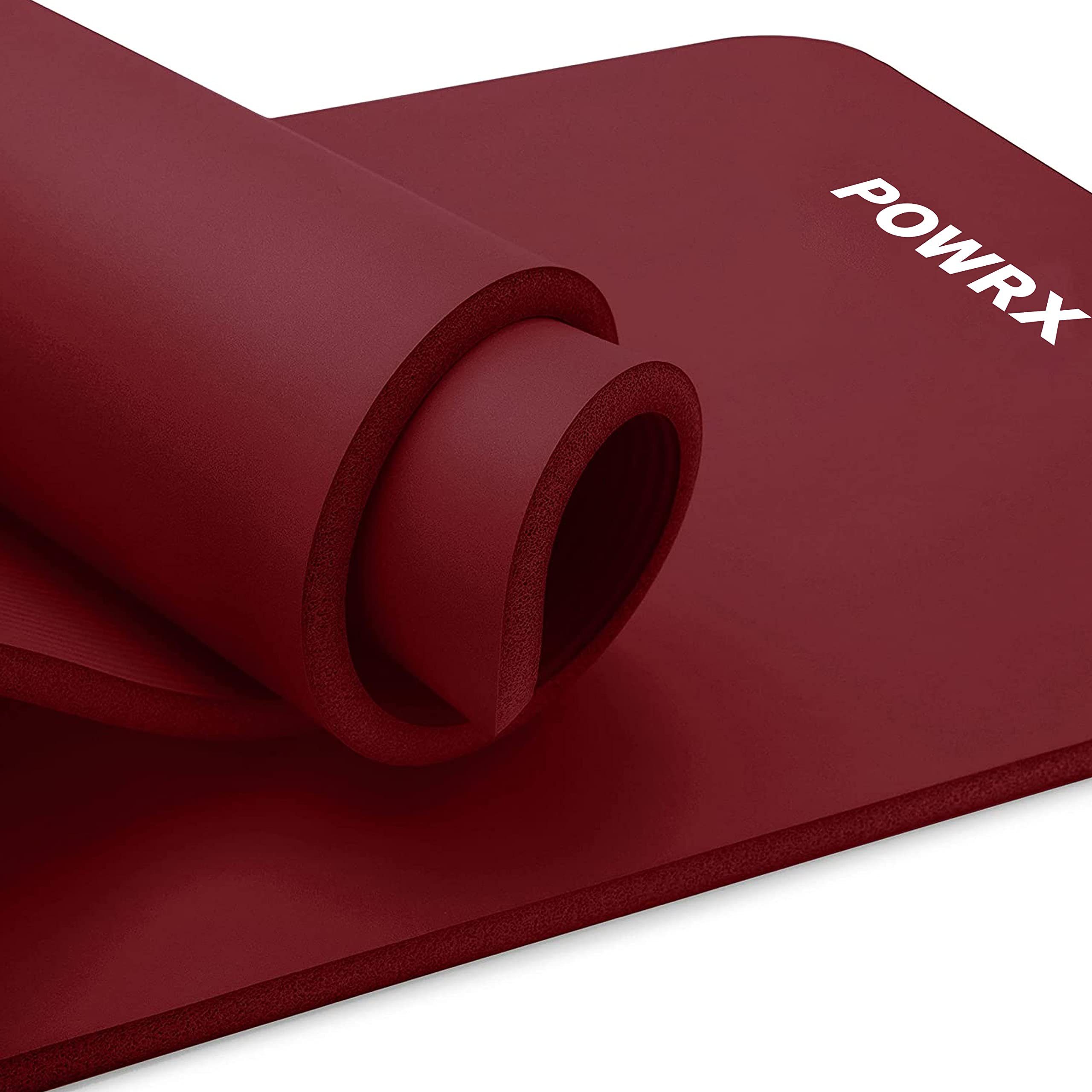 POWRX Yogamatte Gymnastik- & Yogamatte (Weinrot, 190x60x1.5cm) -  Hautfreundl., Weinrot 190 X 60 X 1.5 Cm Nitril-Butadien-Kautschuk