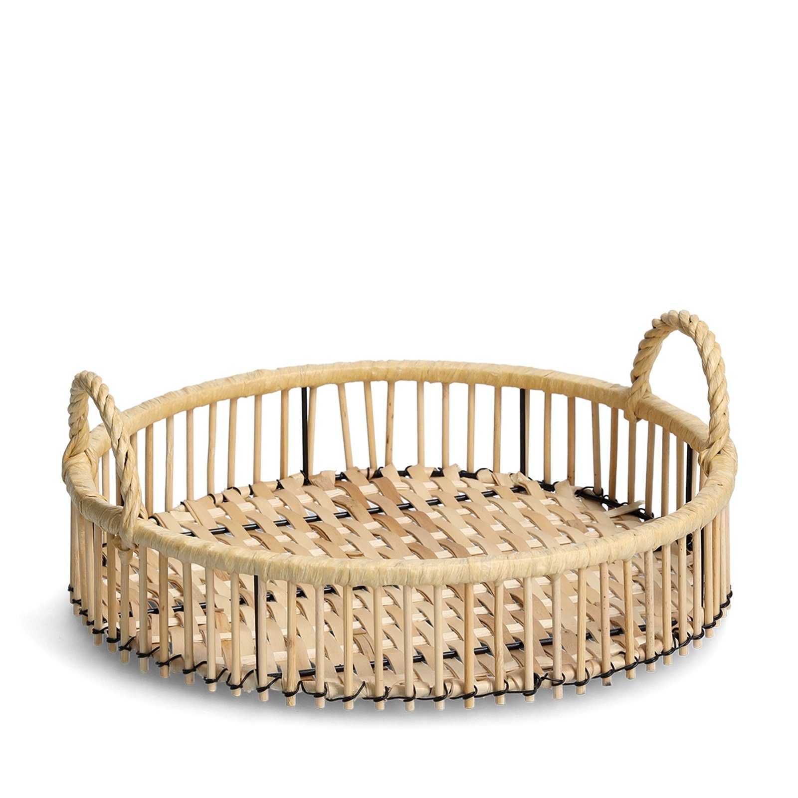 Tablett Tablett Rattan/Metall rund