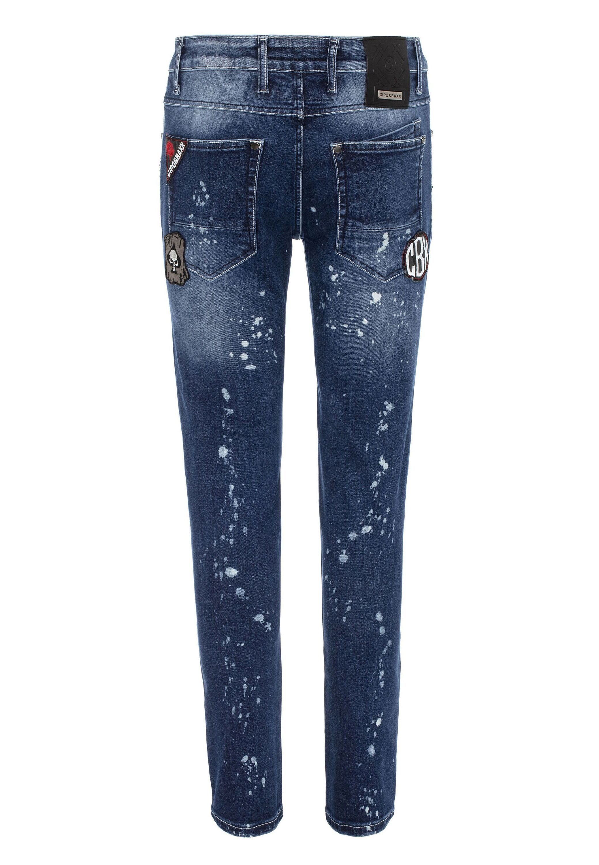 Cipo & Baxx Straight-Jeans DENIM bequeme Jeans im angesagten Patchwork-Style, CD643