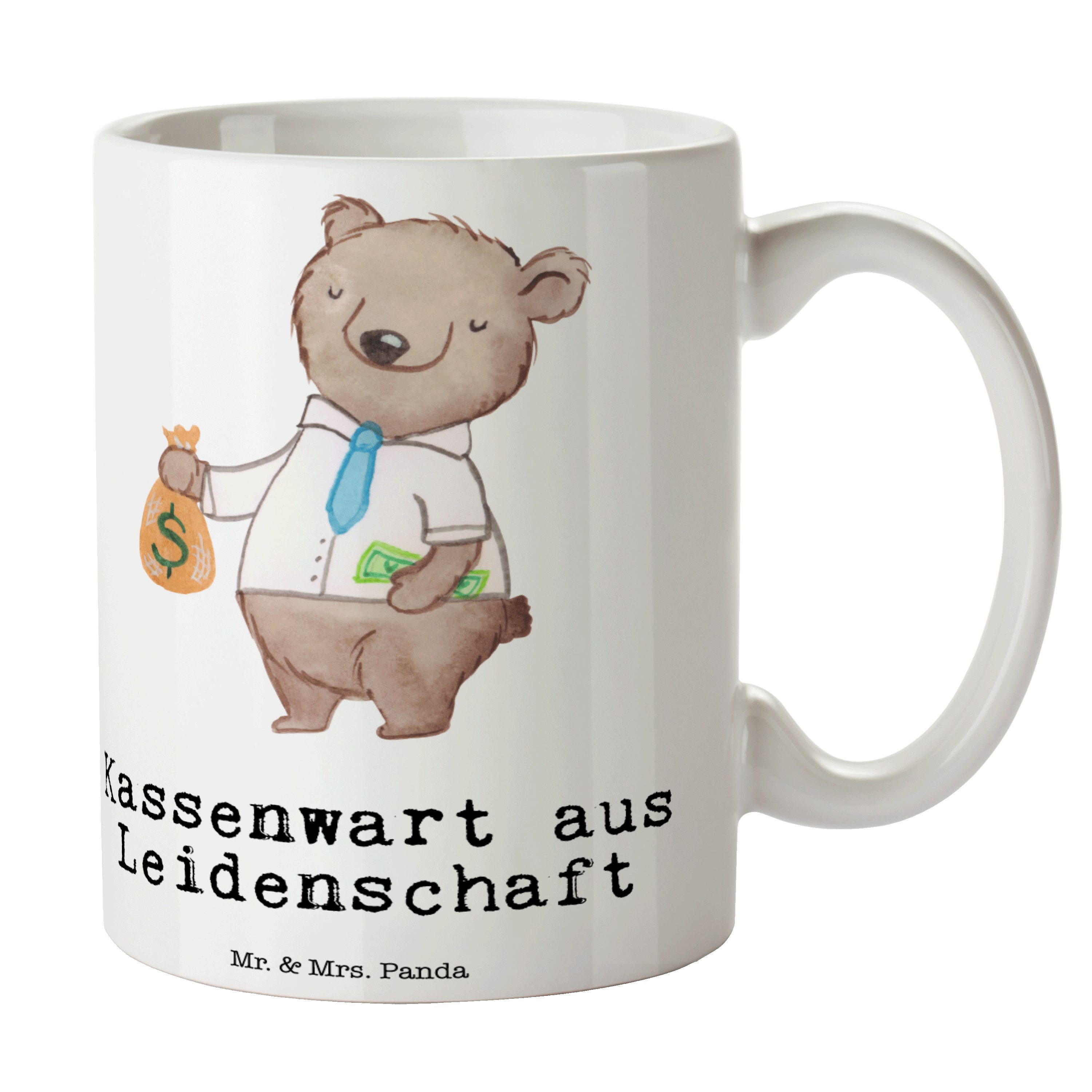 Tasse Mrs. - Kaffeeta, Tasse Keramik Mr. Weiß aus Geschenk, Panda Motive, Kassenwart - & Leidenschaft