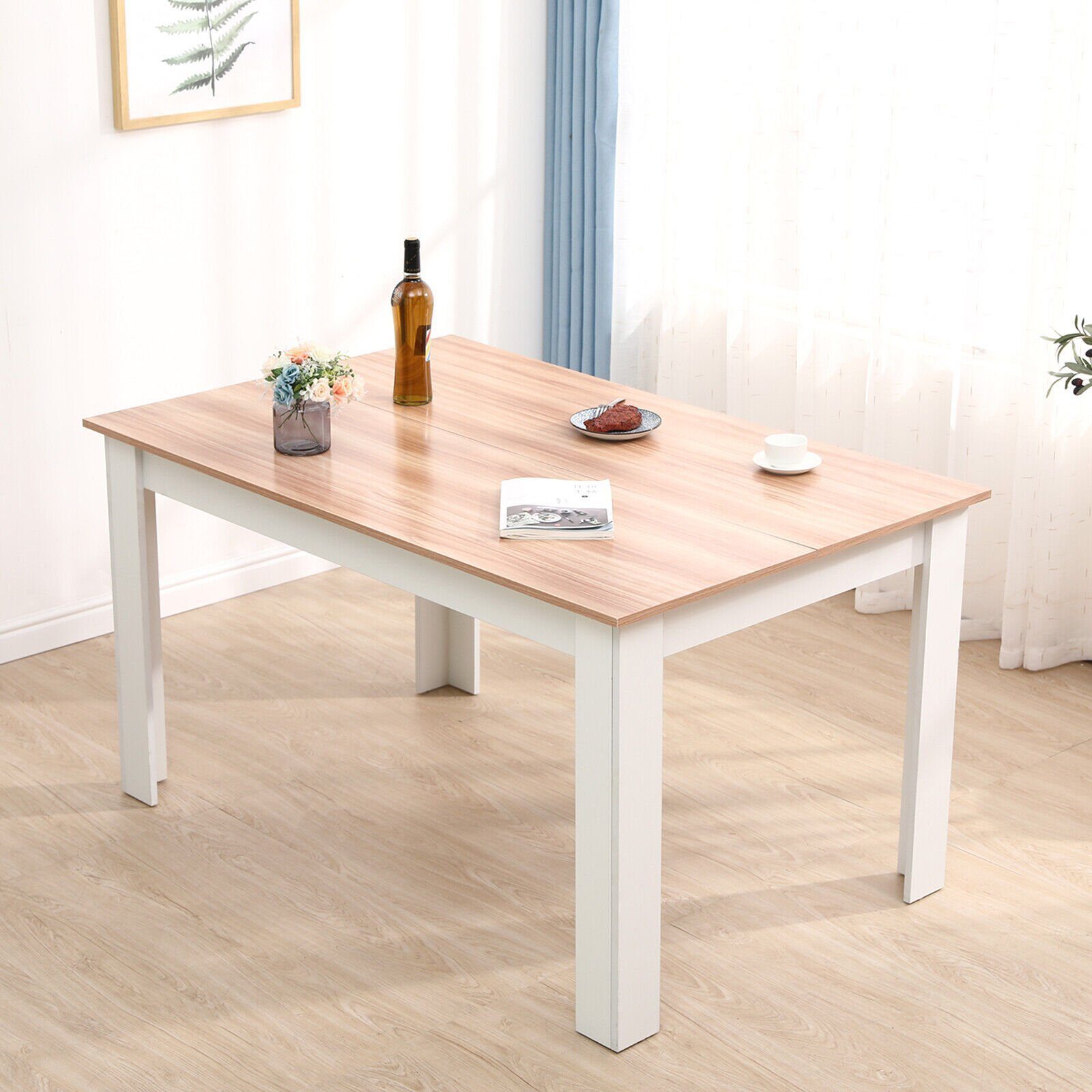 Mondeer Esstisch Esszimmertisch, 138 x 90 x 75cm, Eiche und Weiß günstig online kaufen