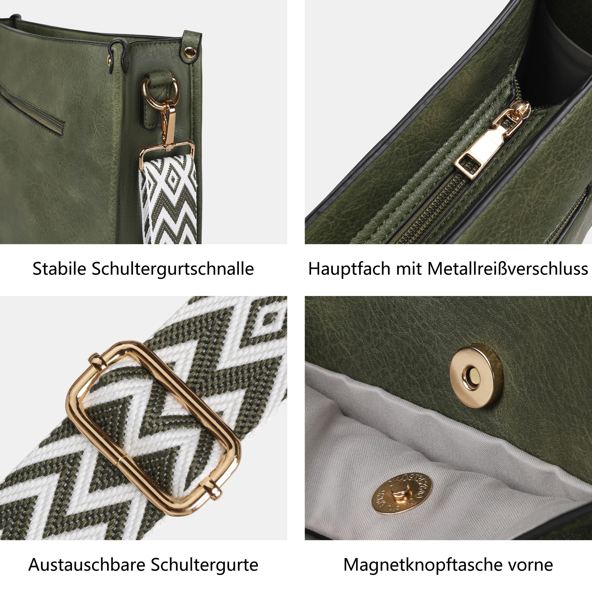 TAN.TOMI Umhängetasche Damen Handtasche mittelgroß Crossbody Bag multi pochette tasche, Damenhandtasche mit Verstellbar Breitem Schultergurt – Bild 5 von 5