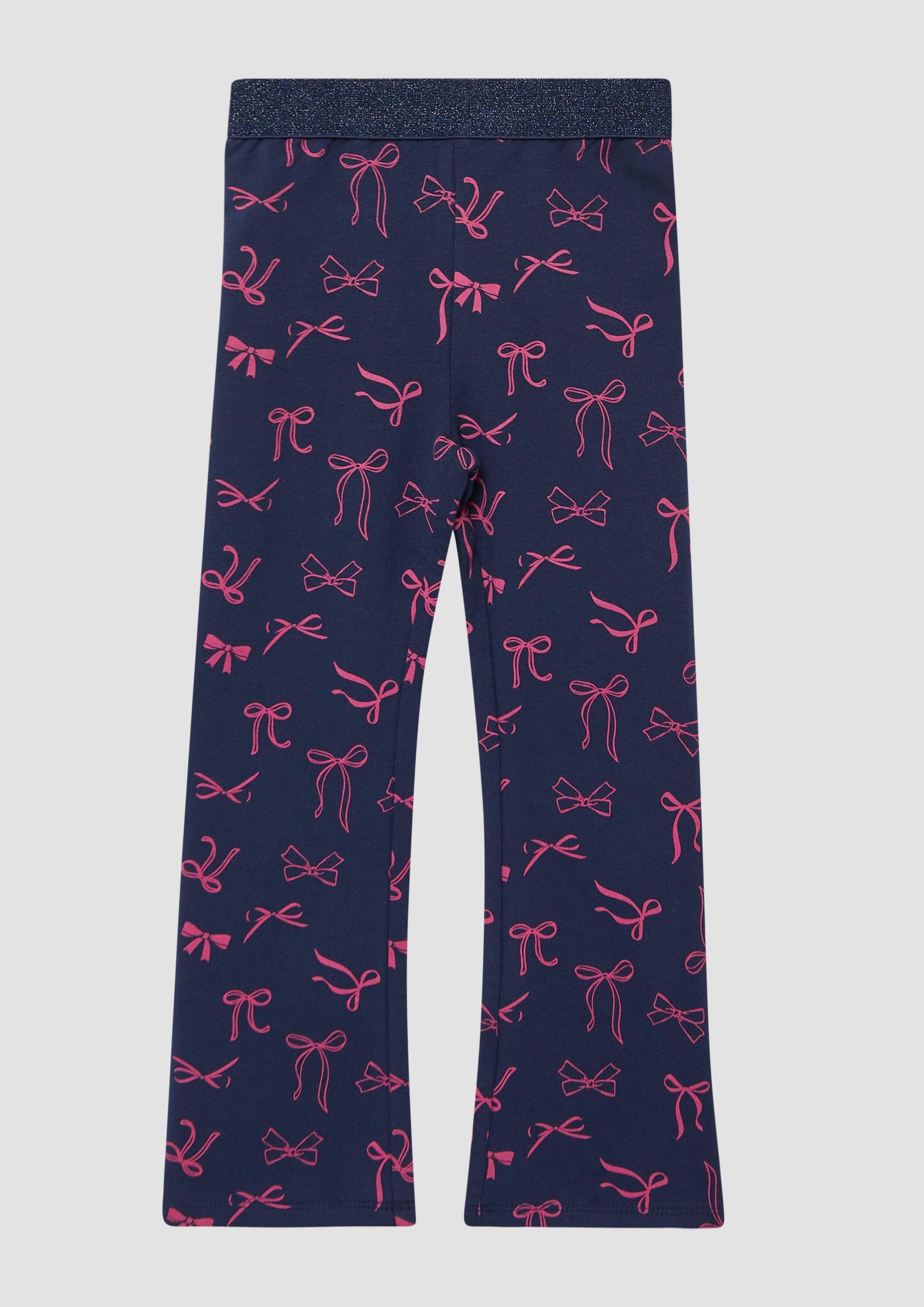 s.Oliver Leggings Leggings Flared-Leggings mit Glitzerbund und Print