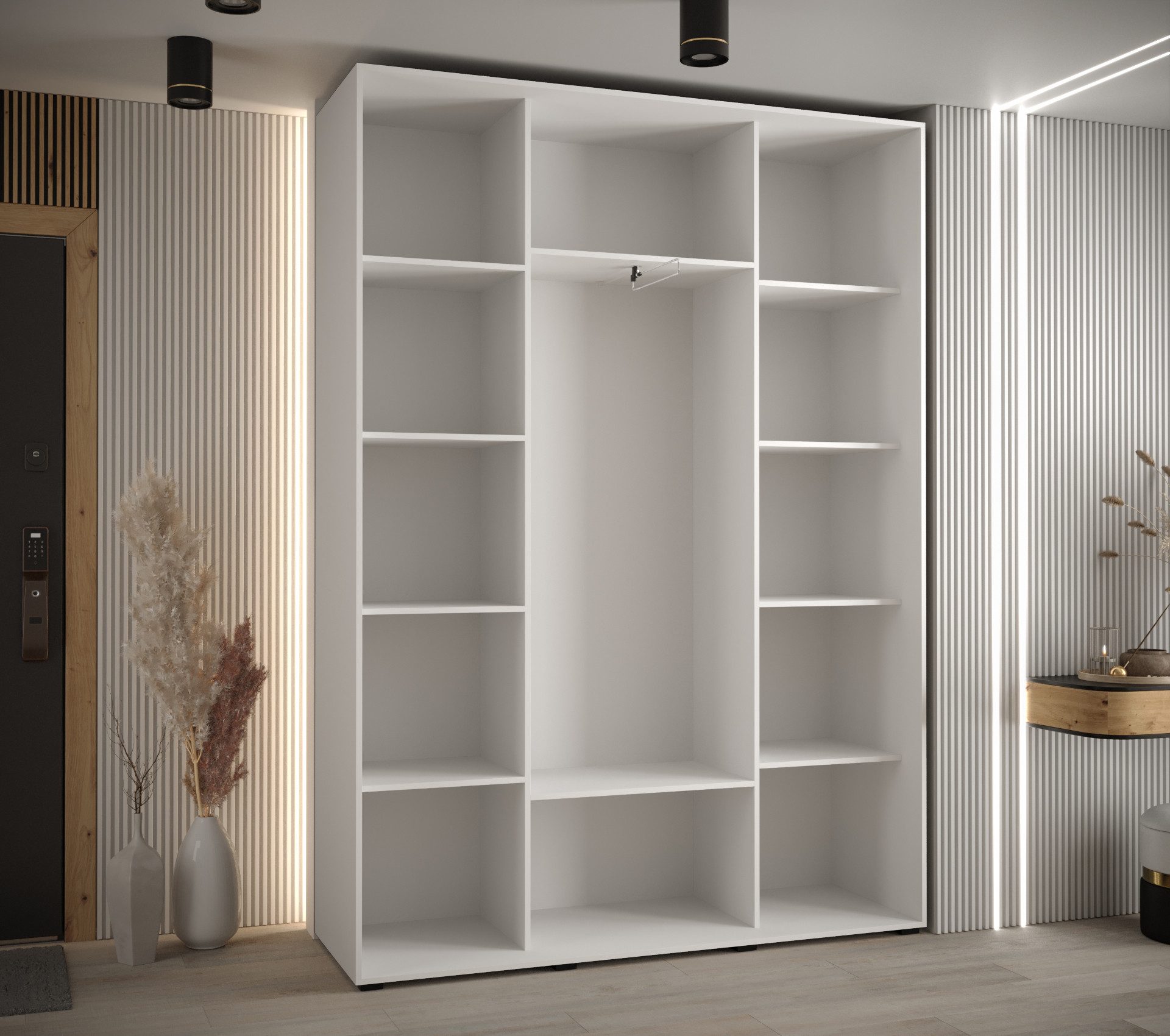 ABIKS MÖBEL Kleiderschrank Davos 4 Schlafzimmerschrank - Schiebetüren, Kleiderstange, Regalen