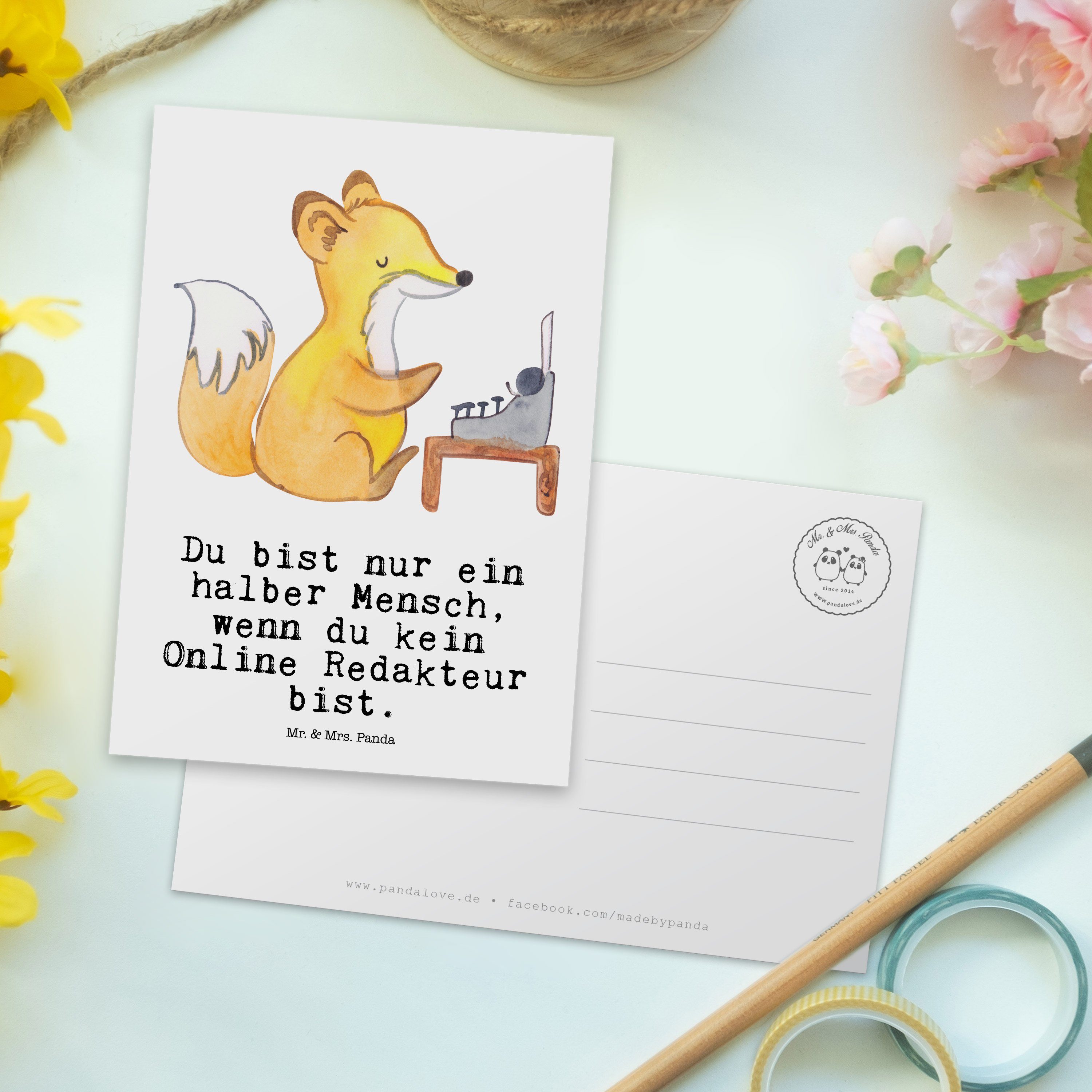 Postkarte & - Ansicht Mrs. Geschenk, Mr. Einladungskarte, mit Panda Herz - Redakteur Online Weiß
