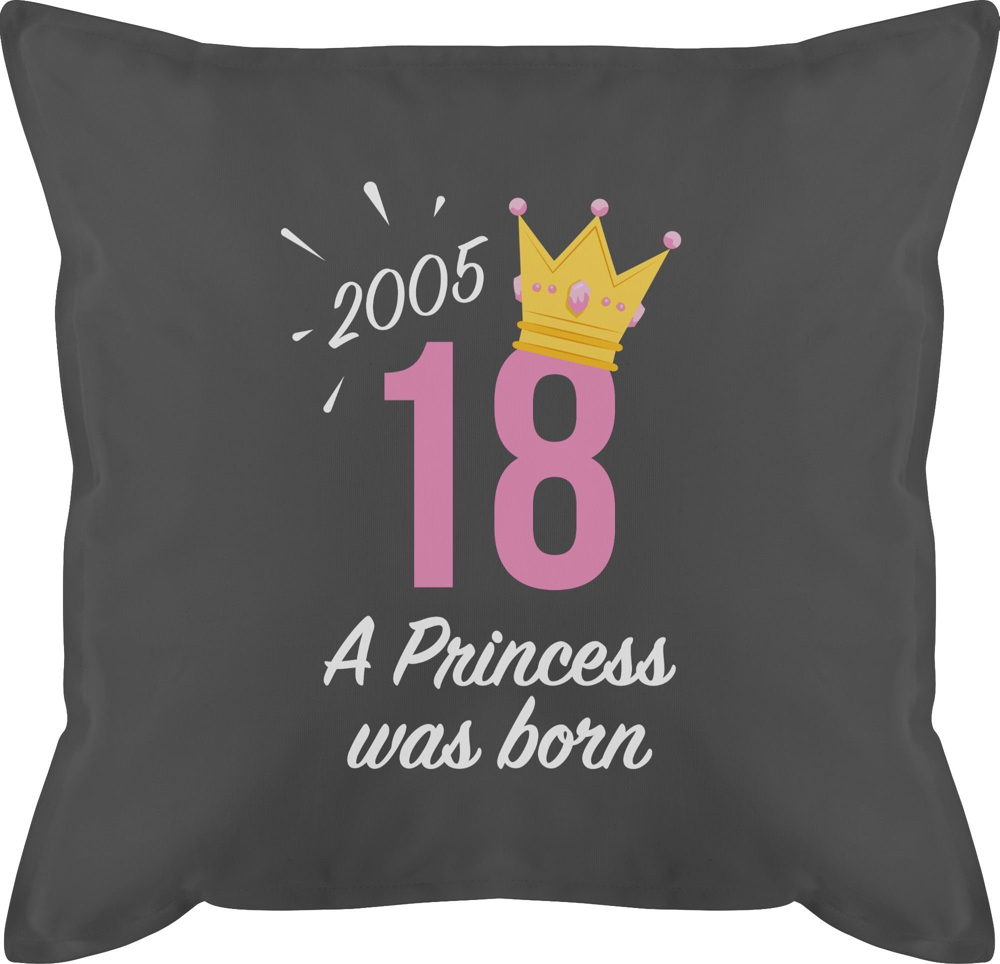 1 Kissen Dekokissen Grau Princess 2005, Geburtstag 18. Shirtracer Geburtstag Achtzehnter Mädchen