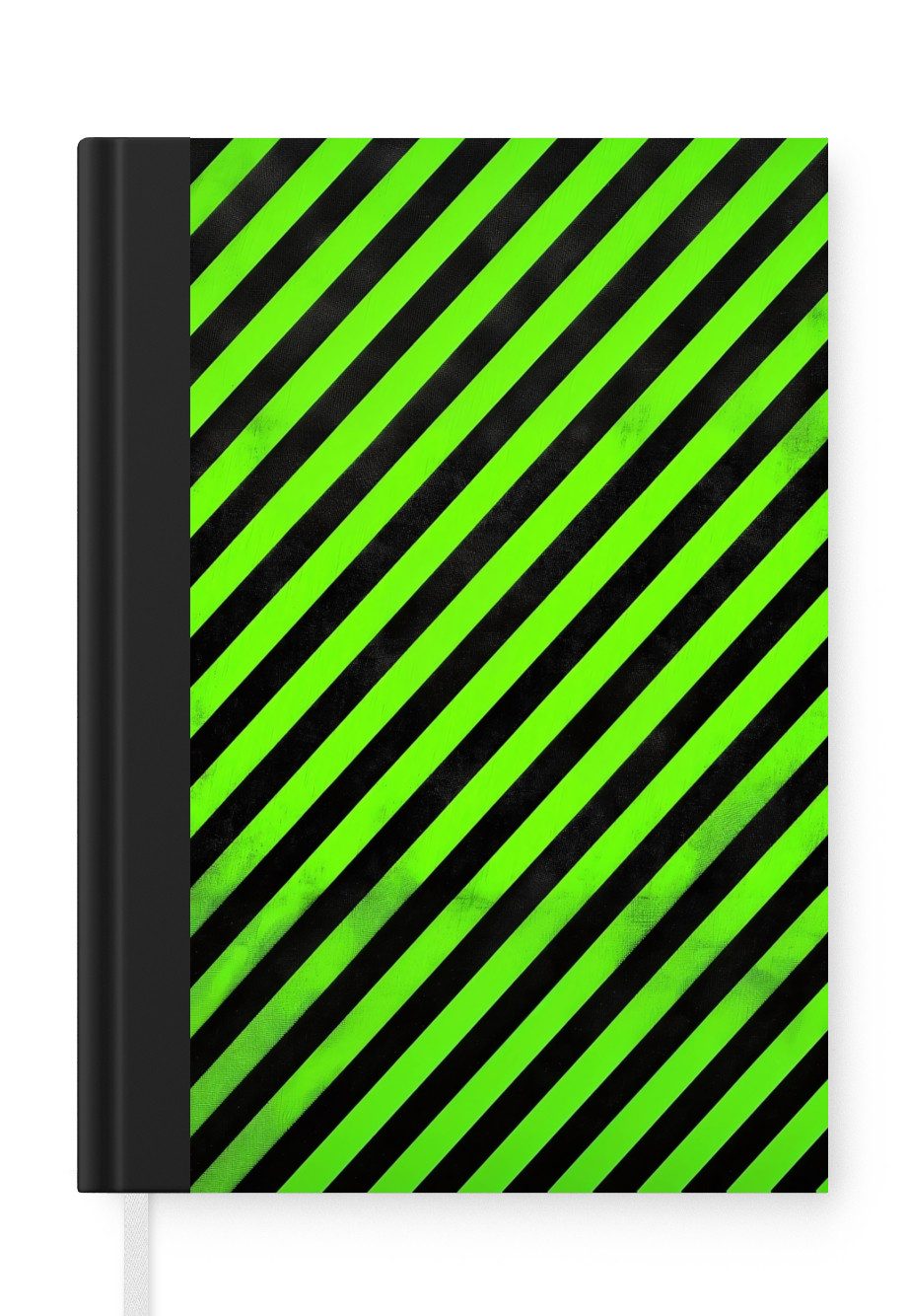 MuchoWow Notizbuch Gaming - Streifen - Gewinkelt - Grün, Notebook, Notizblock a5, Tagebuch, Journal Liniert