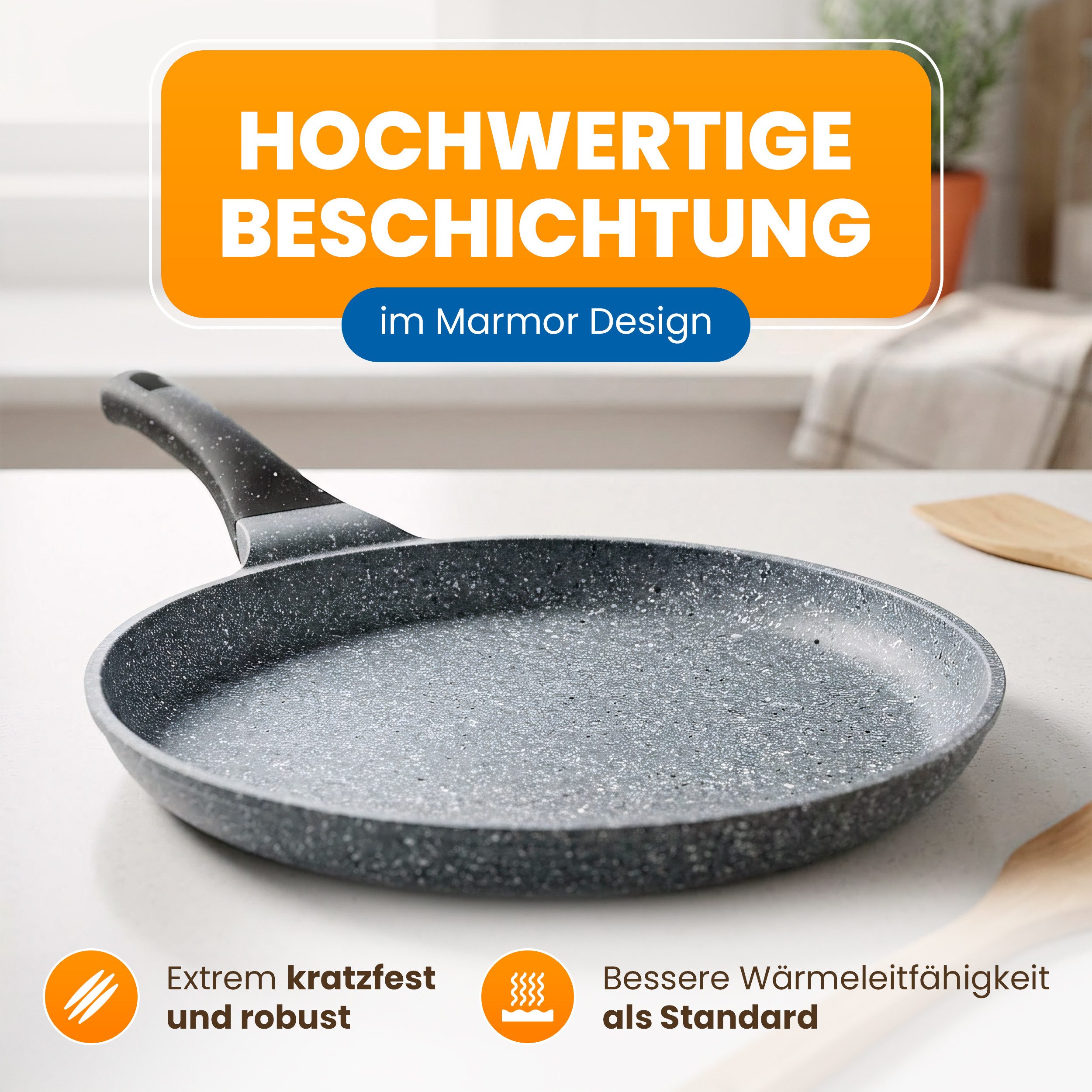 EUROHOME Bratpfanne Aluminiumguss Crêpespfanne - Pfanne Induktion für alle Herdarten, Druckguss (1-tlg., Pfanne Ø26 cm, induktionsgeeignet), Crepespfanne Induktion Antihaftbeschichtung