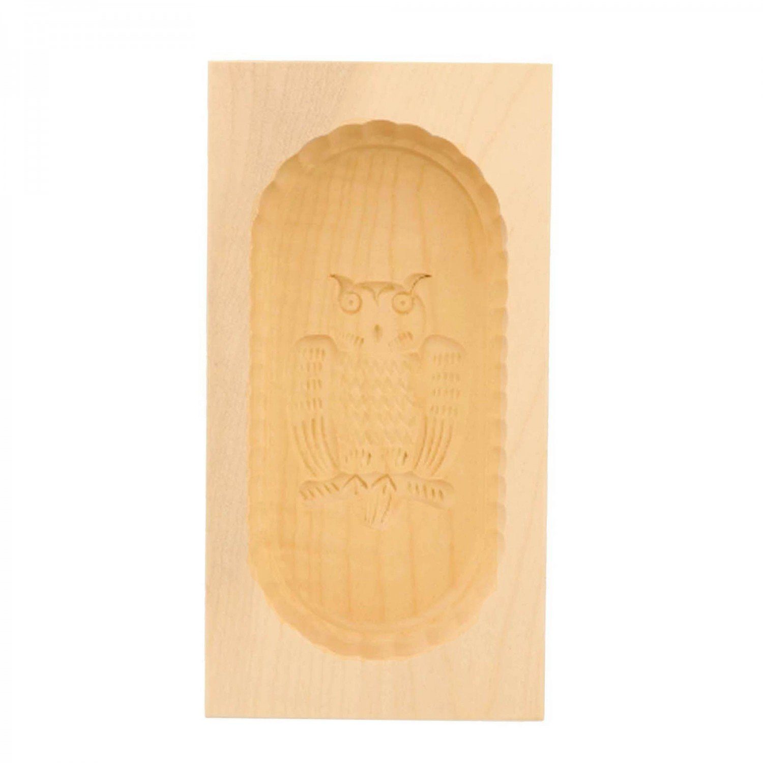 mitienda Servierplatte Butterform aus Holz Eulen Motiv, Sturz-Form 250g