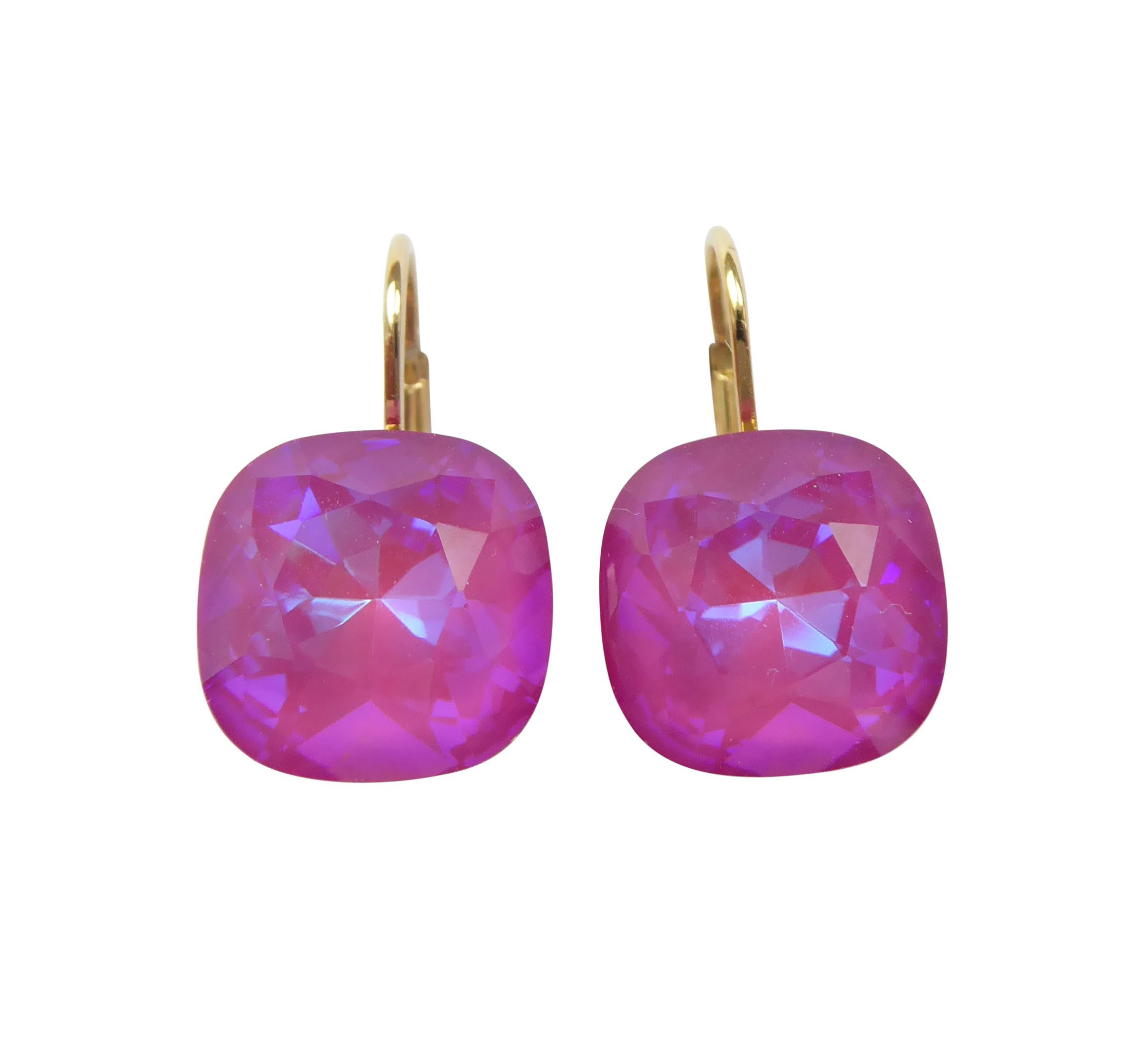 Mugello Paar Ohrhänger Romy pink vergoldet schick neon knallpink It-Piece, Handgefertigter Modeschmuck, made in Germany