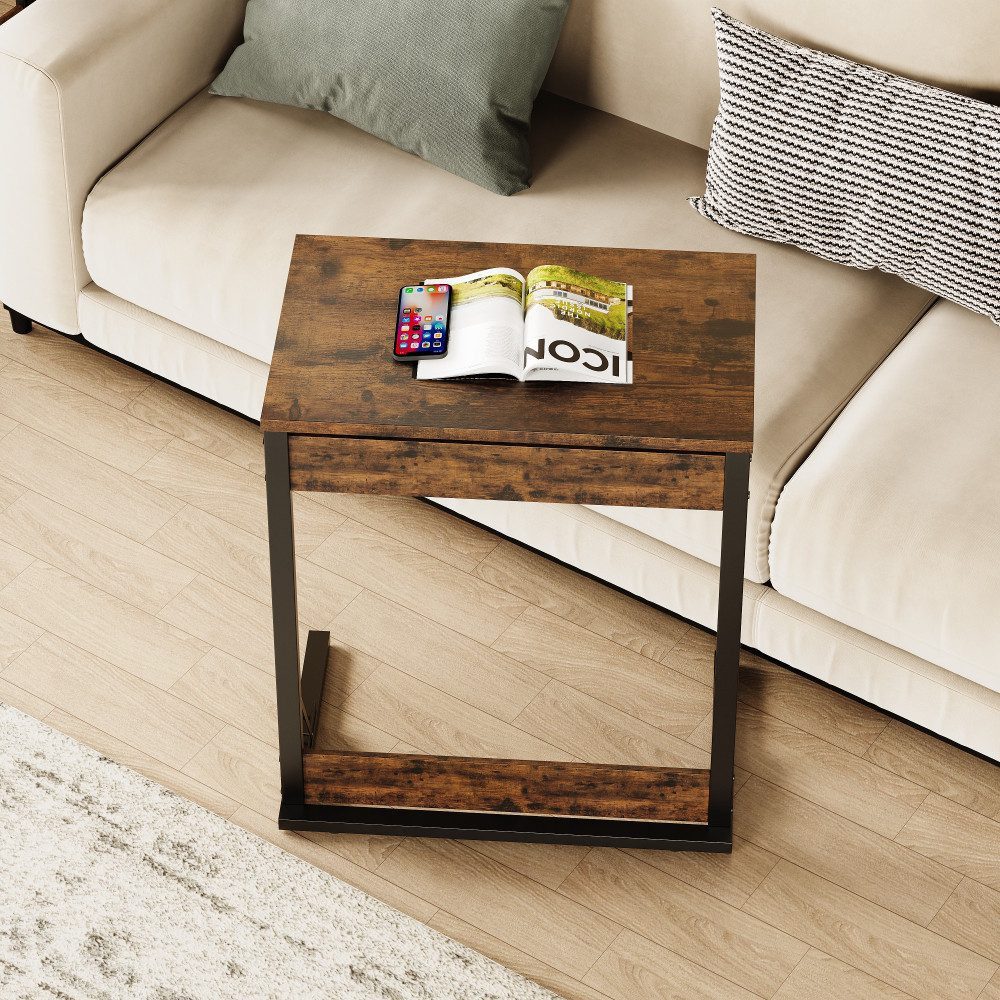 BBWL Klapptisch 1er-Set/2er-Set C-förmiger Beistelltisch klappbar mit Metallrahmen (2-St), verstellbaren Füßen, TV-Tablett für Sofa und Bett 60x37x71 cm – Bild 5 von 5