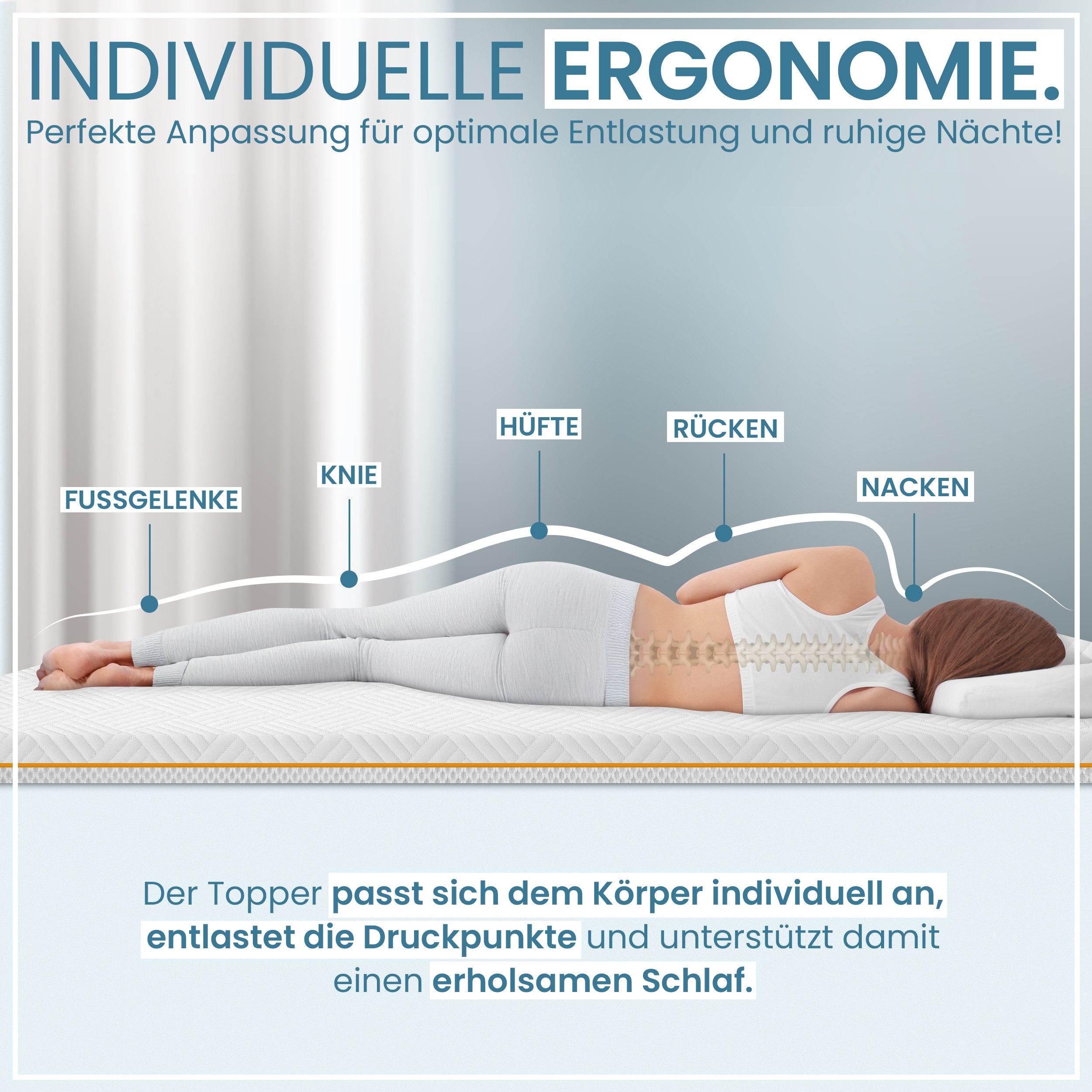 Gentle North, Topper Gel-Memory- und Komfortschicht – 7 cm – Stärke H2/H3 – Matratzentopper, (1-tlg), 7 cm, schadstoffgeprüft (Stoffe, Fäden, Reißverschlüsse & Schaum etc)