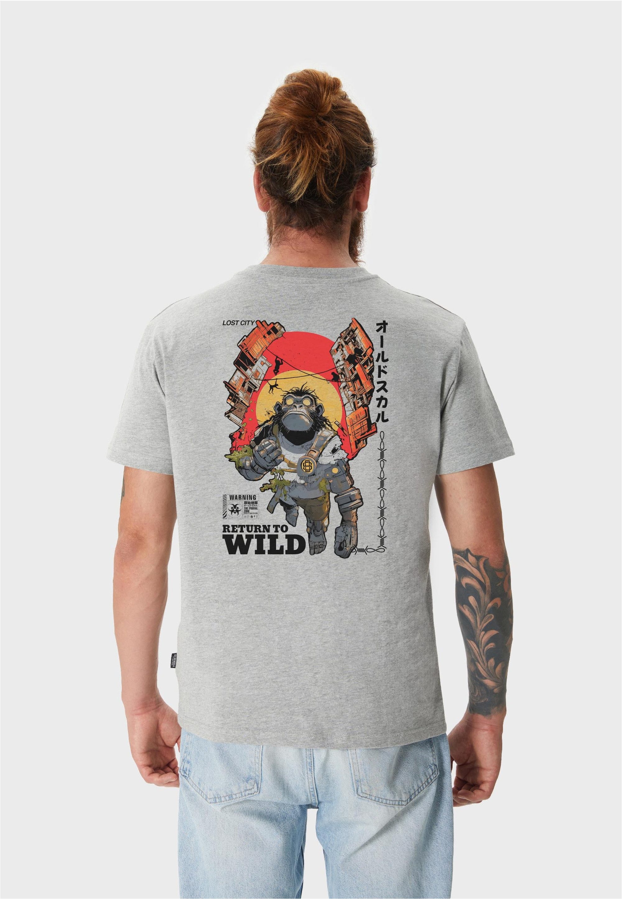 Oldskull T-Shirt Wrldvibe Return to Wild Graphic mit coolem Rückenprint