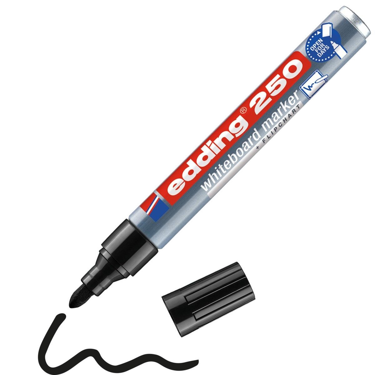 edding Whiteboard Marker Whiteboardmarker 250 schwarz Rundspitze nachfüllbar, geruchsarme Tinte