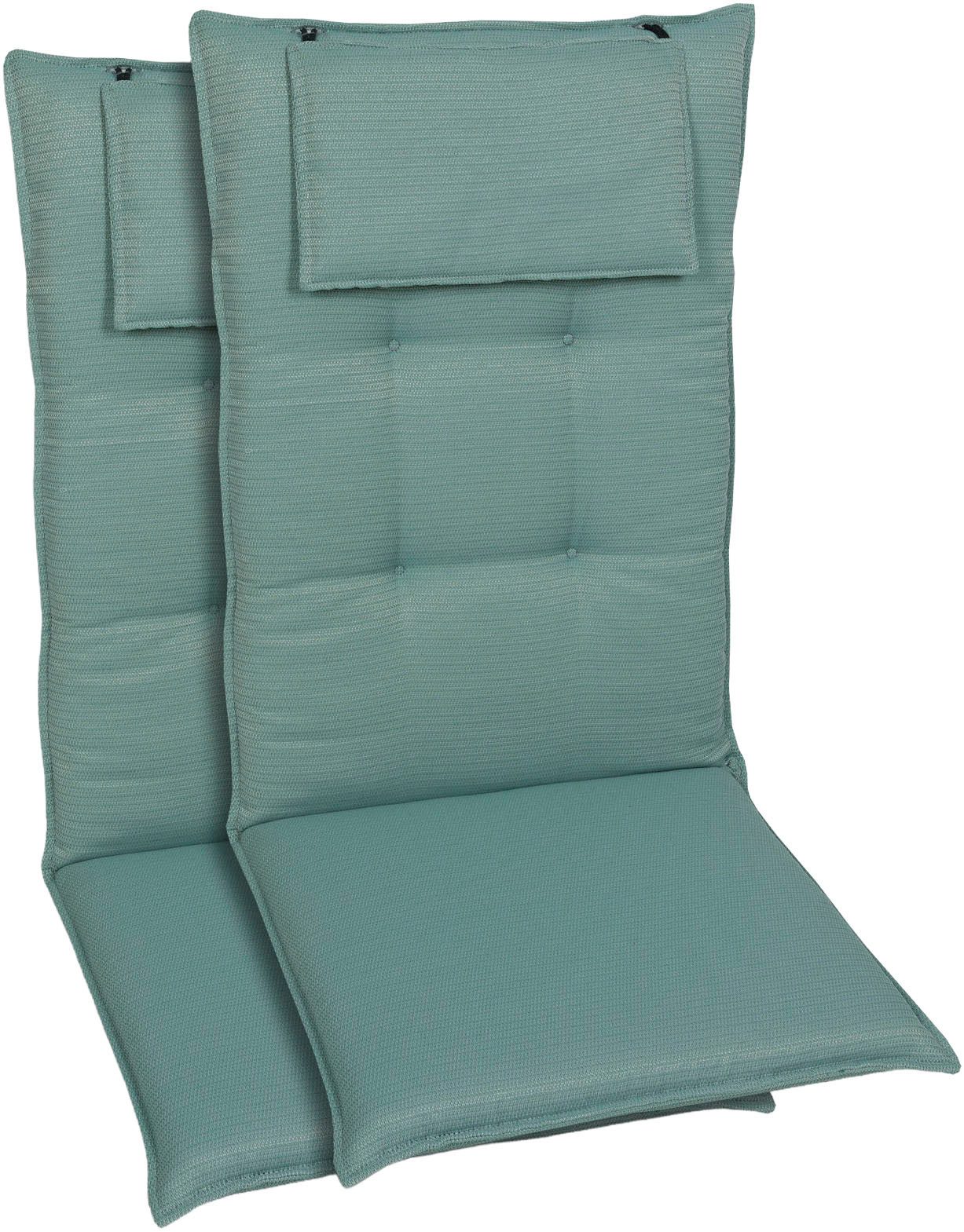 KONIFERA Hochlehnerauflage, (Spar-Set, 2 St), Struktur uni hellgrün - Maße BxLxH ca.: 50 cm x 120 cm x 7 cm