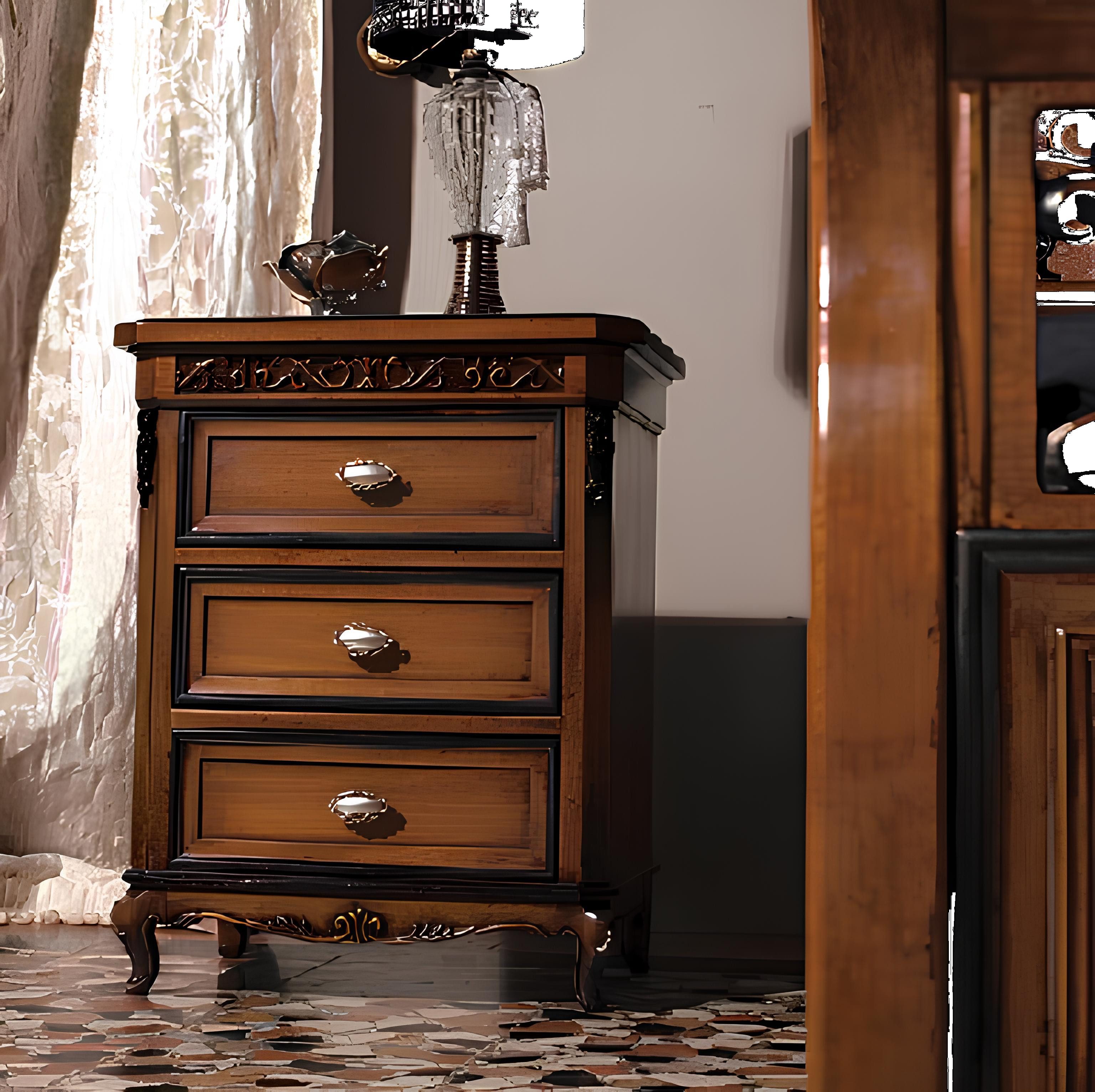 Xlmoebel Nachttisch Italienischer Nachttisch aus Holz mit elegantem Design und Stauraum (1-St., Nachttisch), Hergestellt in Europa