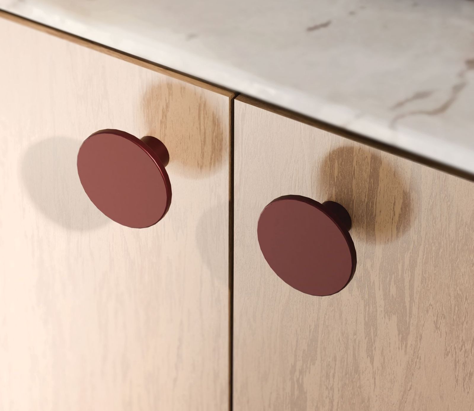livingpoint24 Möbelgriff Möbelknopf Bordeaux matt Ø 36mm Schrankknopf Astro Pulverbeschichtet (1-St., 17), Modern
