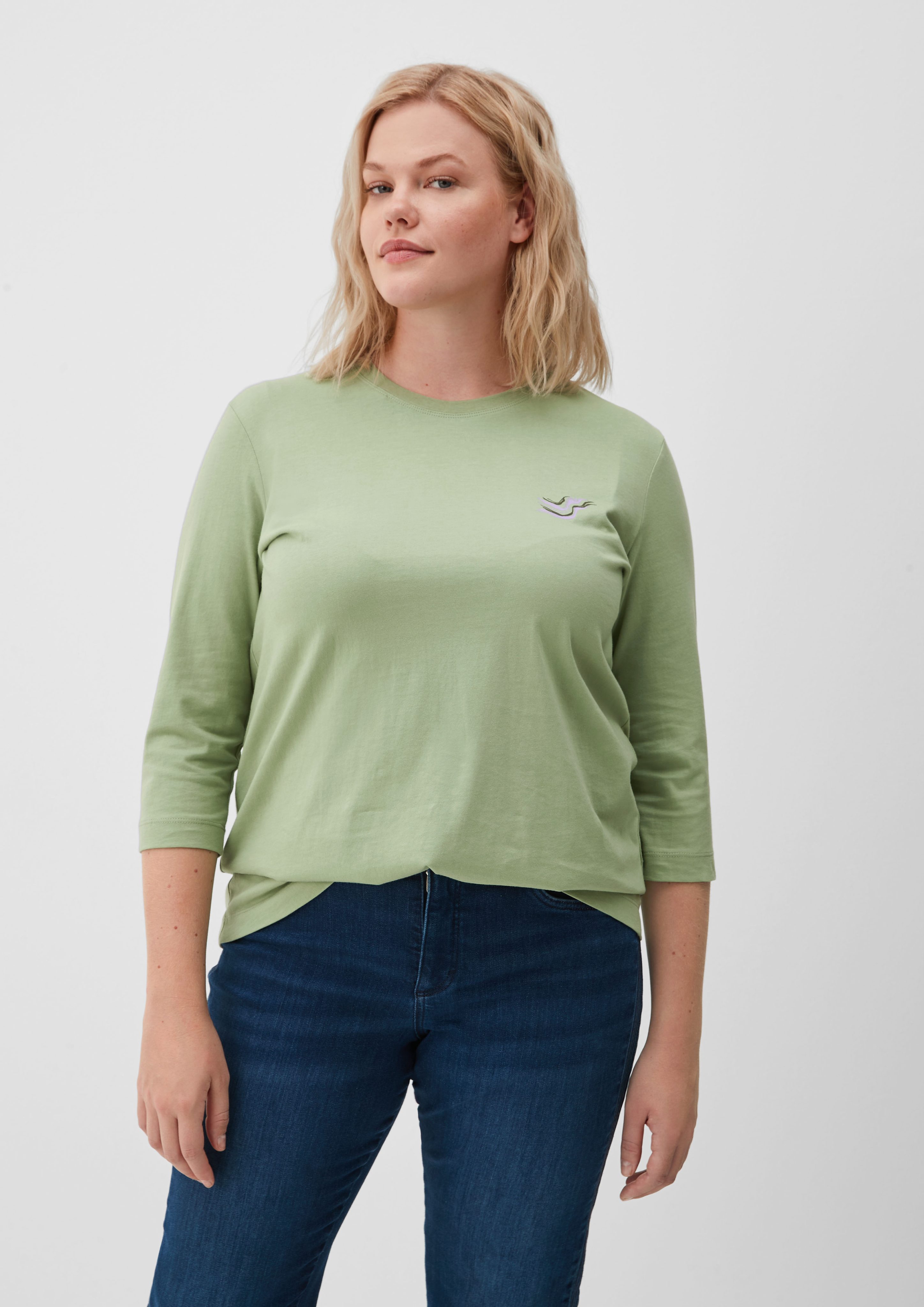 TRIANGLE mit 3/4-Arm-Shirt Print-Detail hellgrün Jerseyshirt