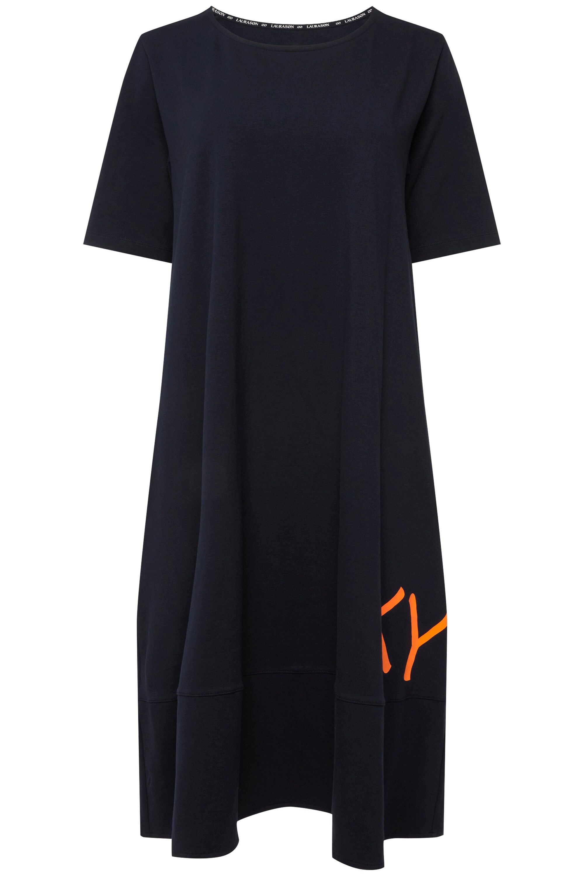 Laurasøn Midikleid Jerseykleid Wording-Print Rundhals Halbarm günstig online kaufen