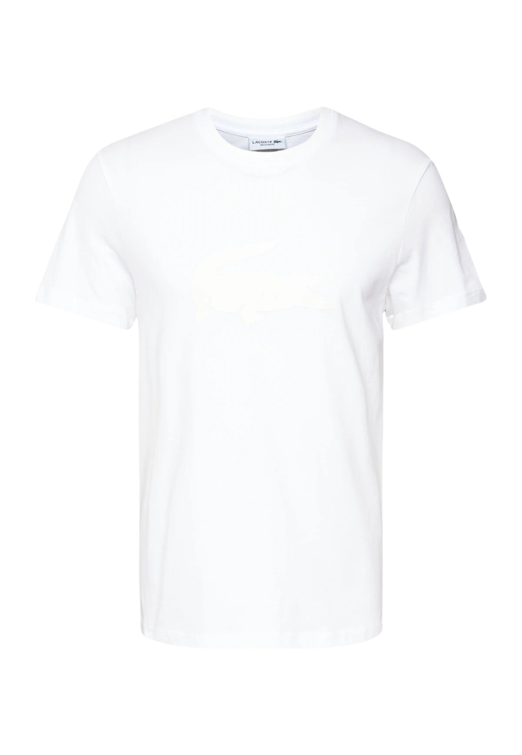 mit und (1-tlg) T-Shirt Lacoste weiß Kurzarmshirt T-Shirt Rundhalsausschnitt
