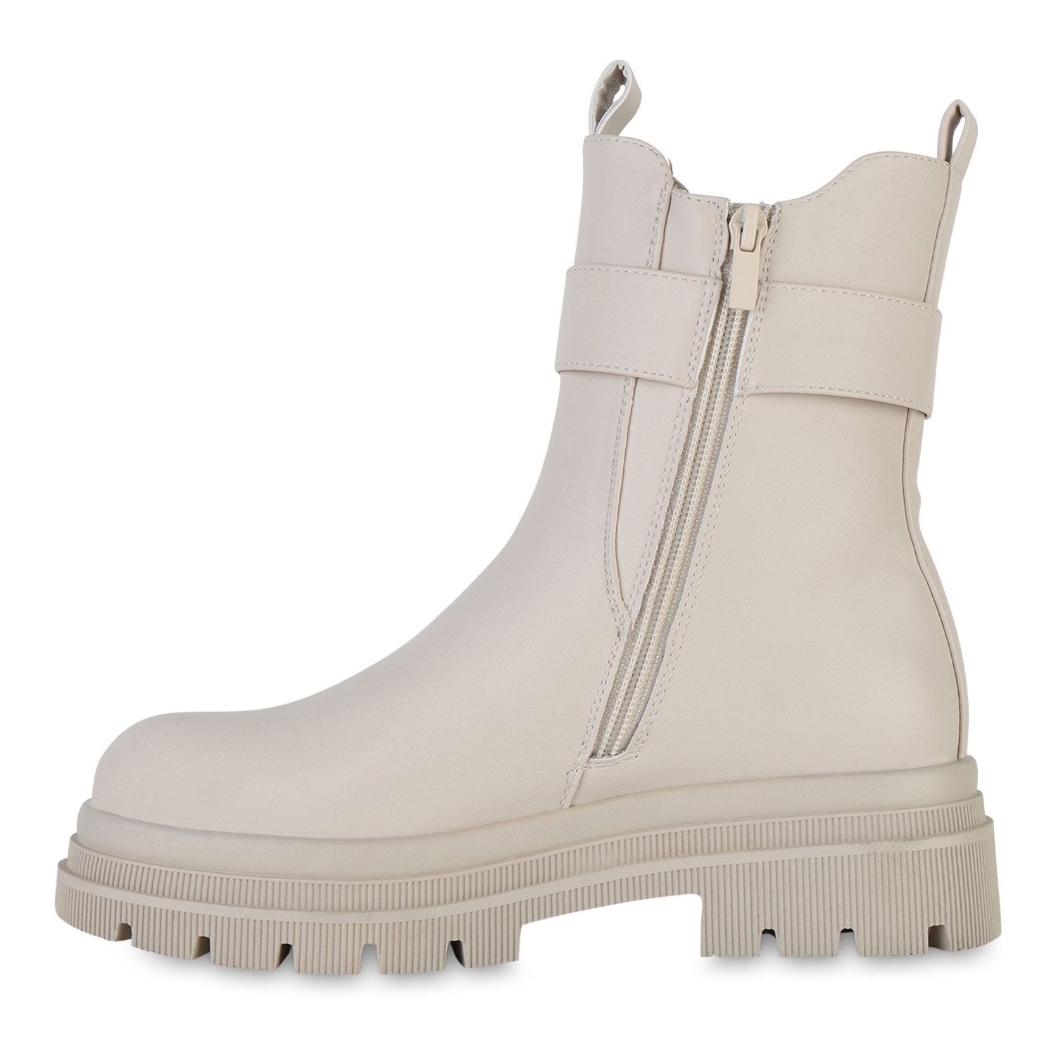 VAN HILL 841854 Plateaustiefelette Damen Plateau Boots Blockabsatz Schnalle günstig online kaufen