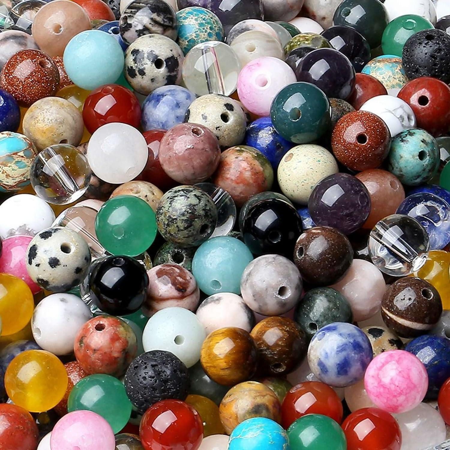 Edelstein 8mm Naturstein Mehrfarbige Kristallperlen 50 Stück für DIY Schmuck
