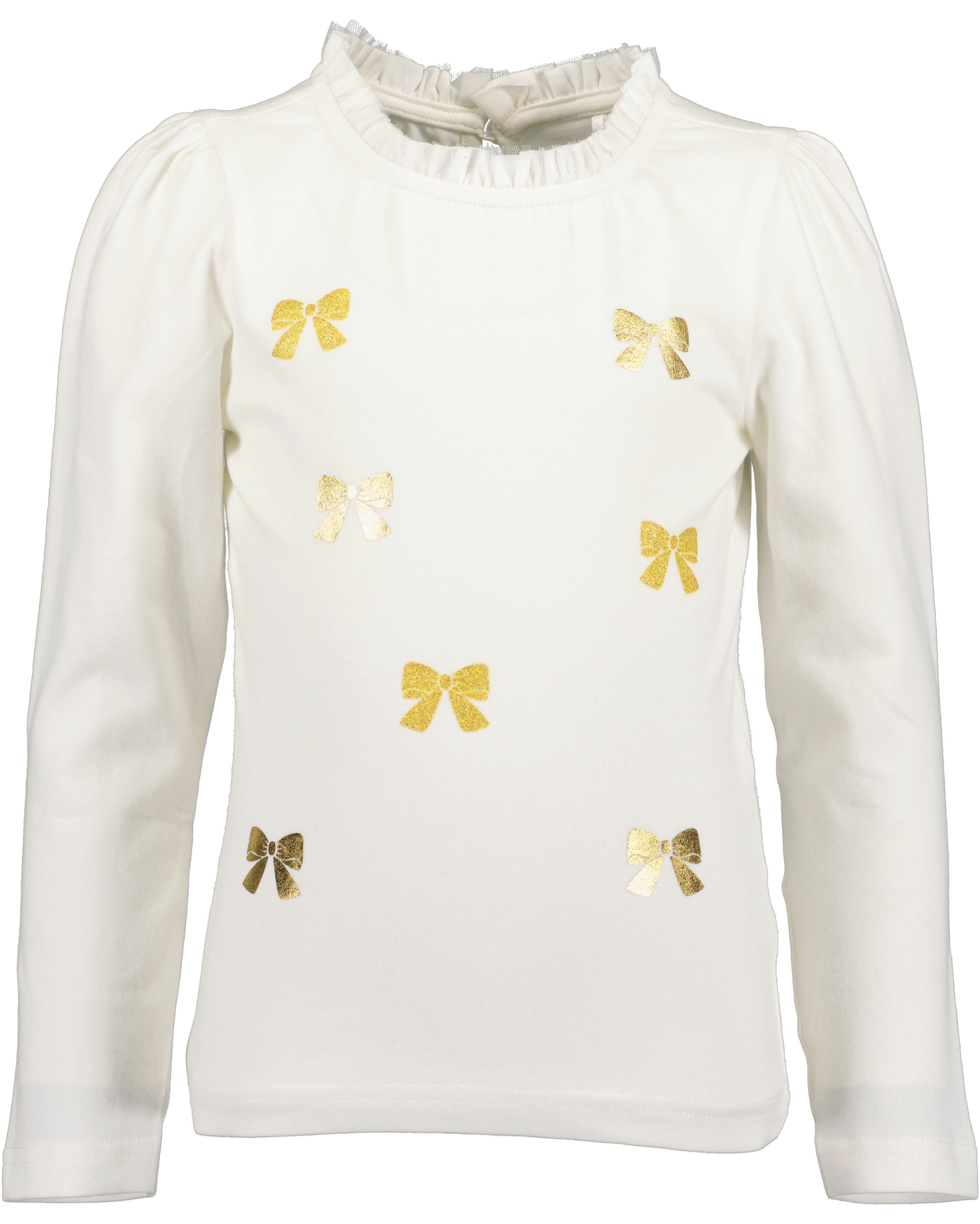 Blue Seven Langarmshirt mit schmalem Tüll-Stehkragen und dezent geraffte Puffärmel