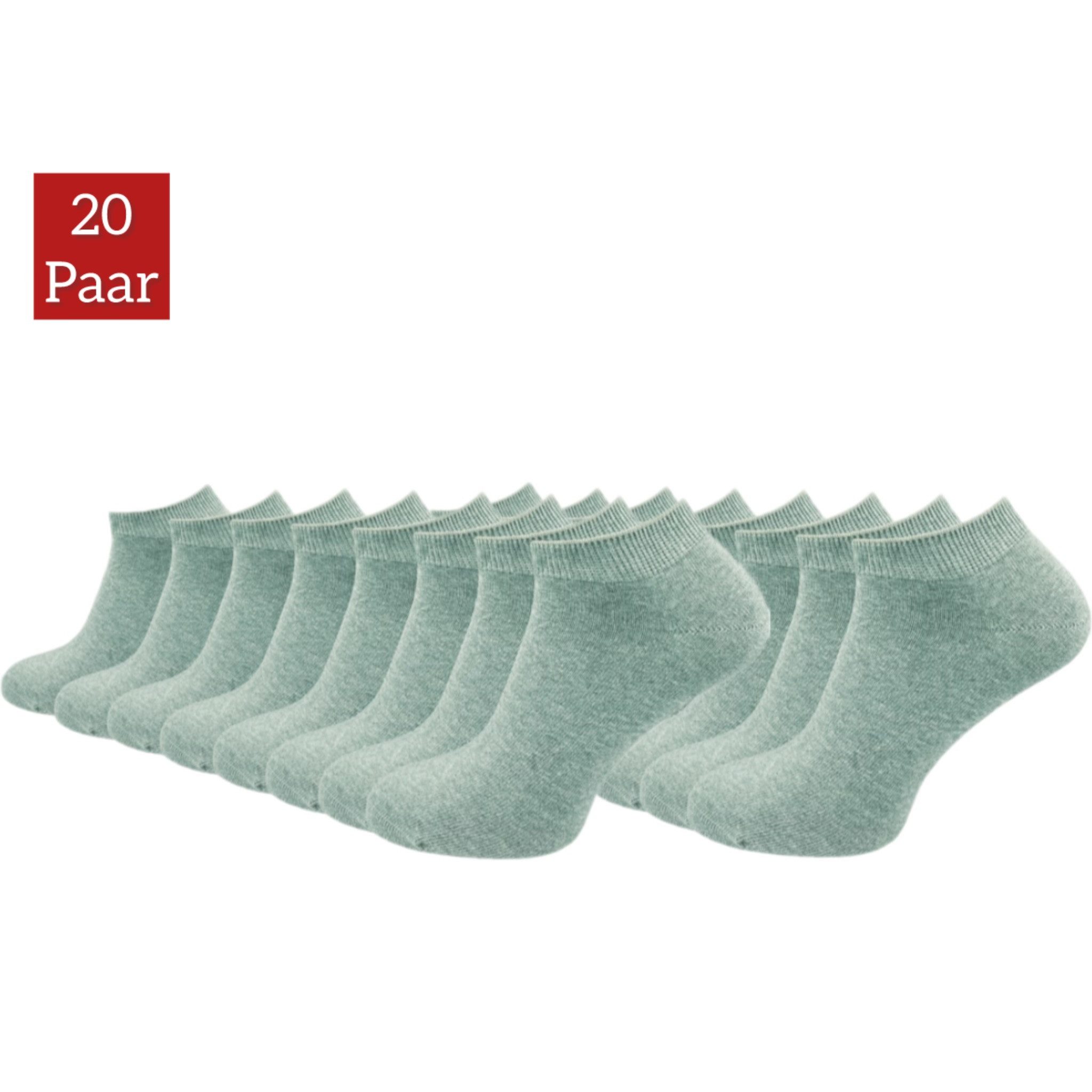 NERS Kurzsocken für Damen und Herren aus Baumwolle, ohne drückende Naht (20-Paar) mit Komfortbund
