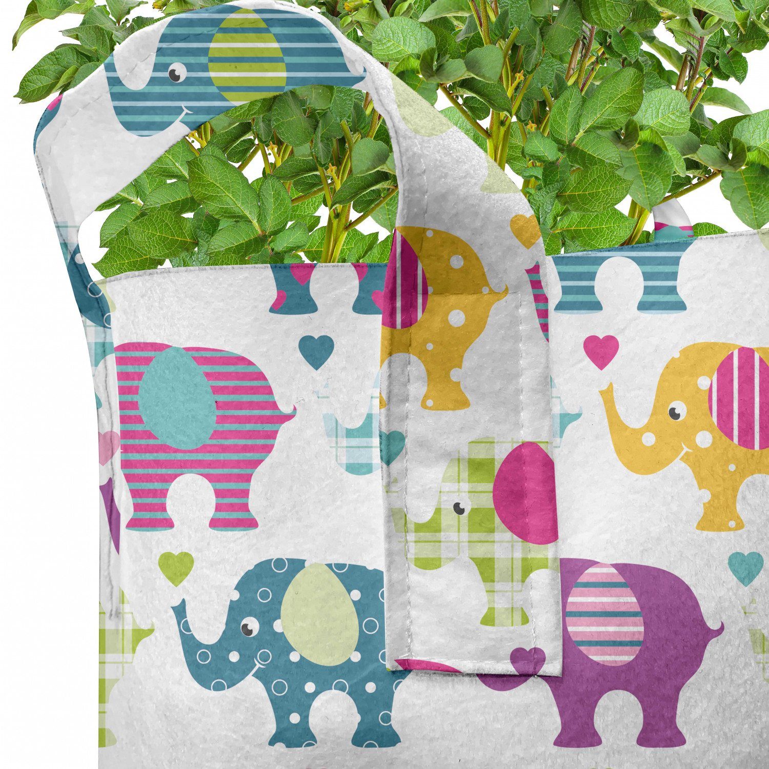 Polka Nursery mit hochleistungsfähig Plaid Griffen Abakuhaus Pflanzkübel Tartan Pflanzen, Stofftöpfe für Elephant