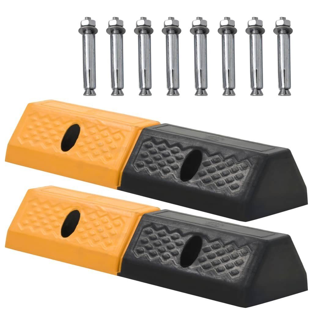 vidaXL Verkehrsschild Parkschwellen 2 Stück Gummi 49 x 15 x 9 cm, 2x Radstopper 49x15x9cm Parkplatzbegrenzung Einparkhilfe Reflektoren