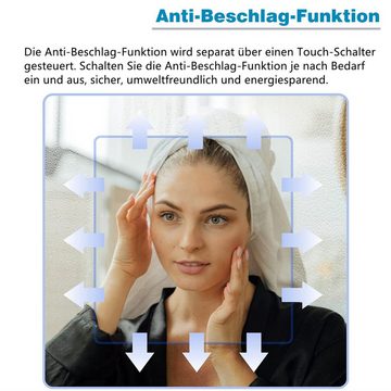 AQUALAVOS Badspiegel Badezimmerspiegel mit Touchschalter LED-Beleuchtung Wandspiegel IP44, Wandschalter+Beschlagfrei+Dimmbar, Horizontale / vertikale Aufhängung