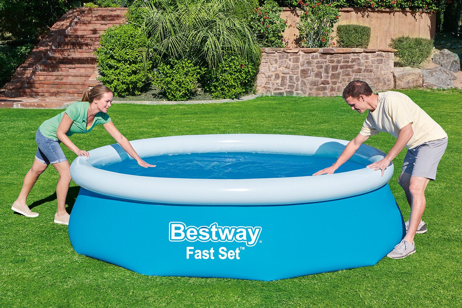 Bestway Solarabdeckplane Ø 289 cm (Packung, 1-St., Zur schnellen Erwärmung des Wassers bei Sonneneinstrahlung), blau, rund