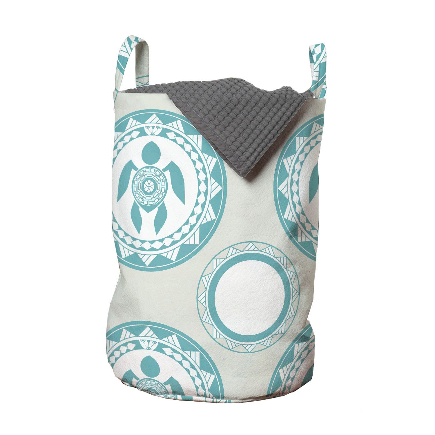 Abakuhaus Wäschesäckchen Wäschekorb mit Griffen Kordelzugverschluss für Waschsalons, Ethnisch Aboriginal Meeresschildkröte Motiv | Wäschesäcke