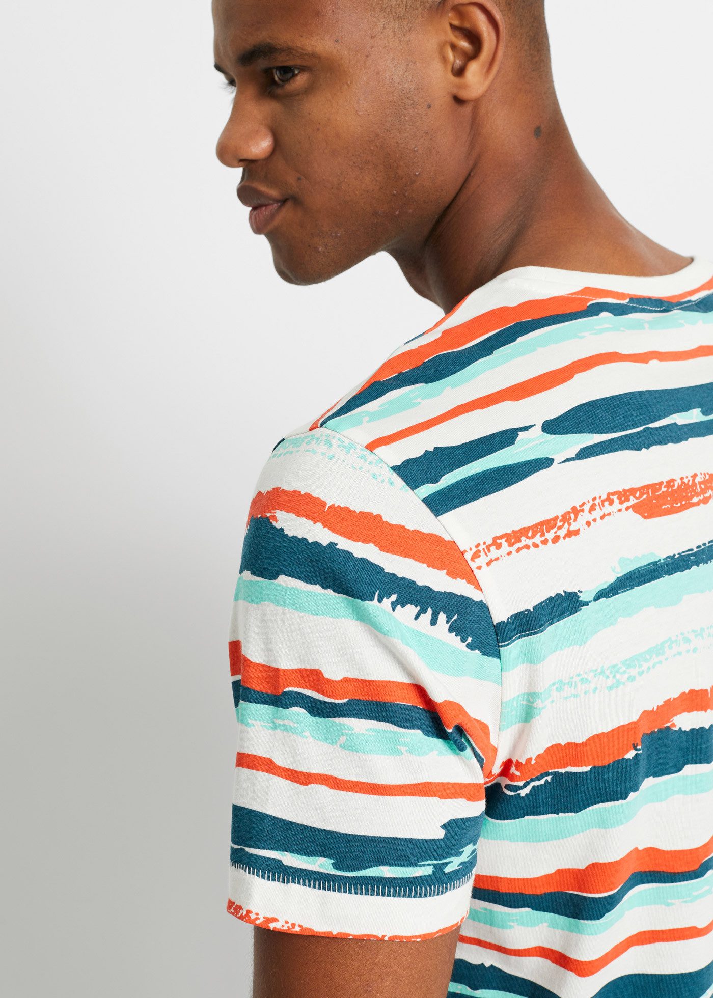 bonprix T-Shirt Regular Fit, Kurzarm, bunt gestreift, aus Baumwolle