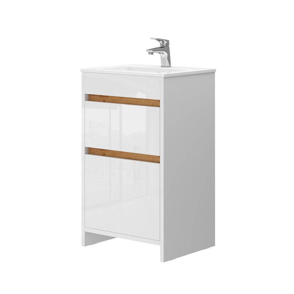 Vicco Badmöbel-Set Detmold Weiß/Weiß HG 2 günstig online kaufen