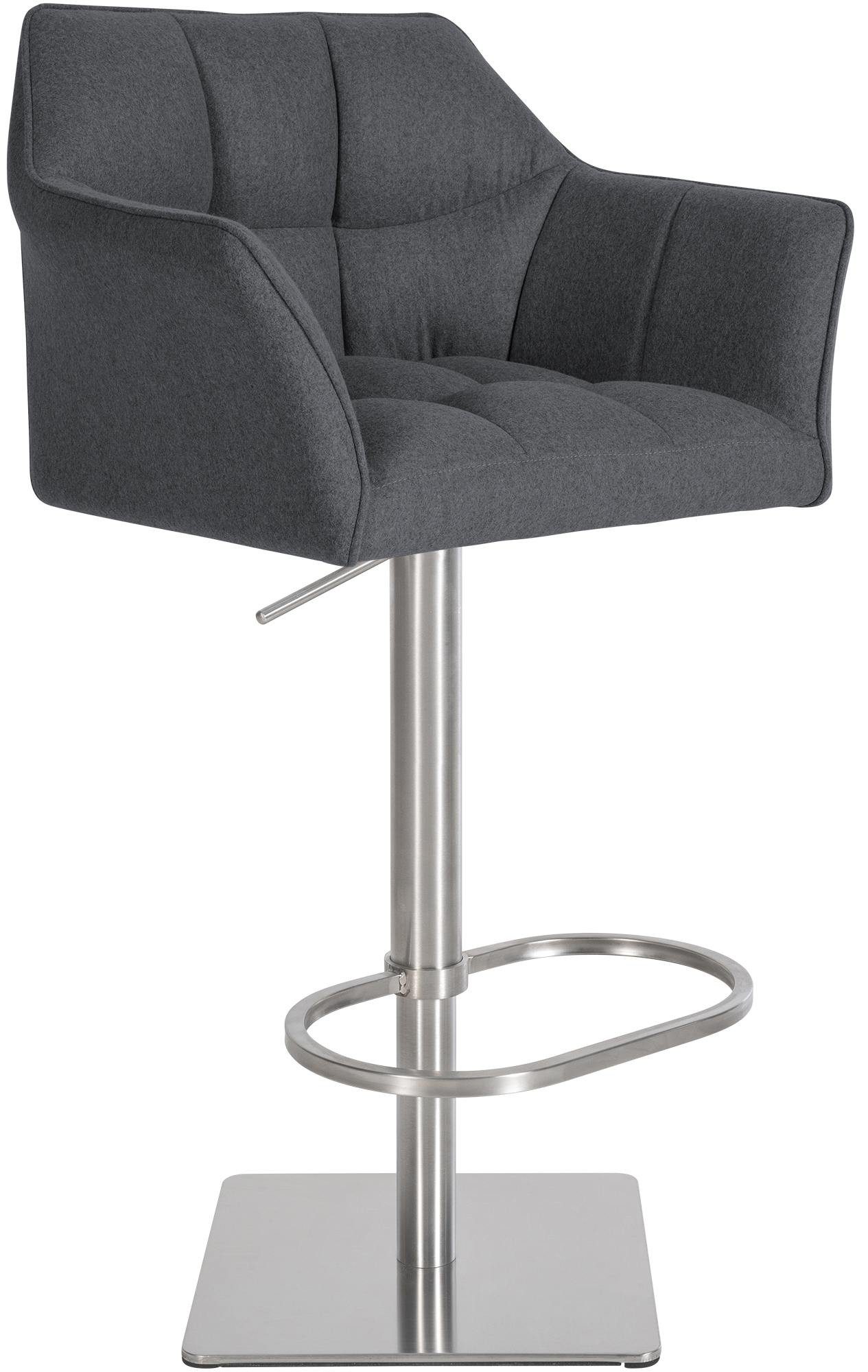 furnicato Barhocker Damaso 88x64x45 cm grau (1 St), Höhenverstellbarer Tresenstuhl mit Drehfunktion und Fußablage