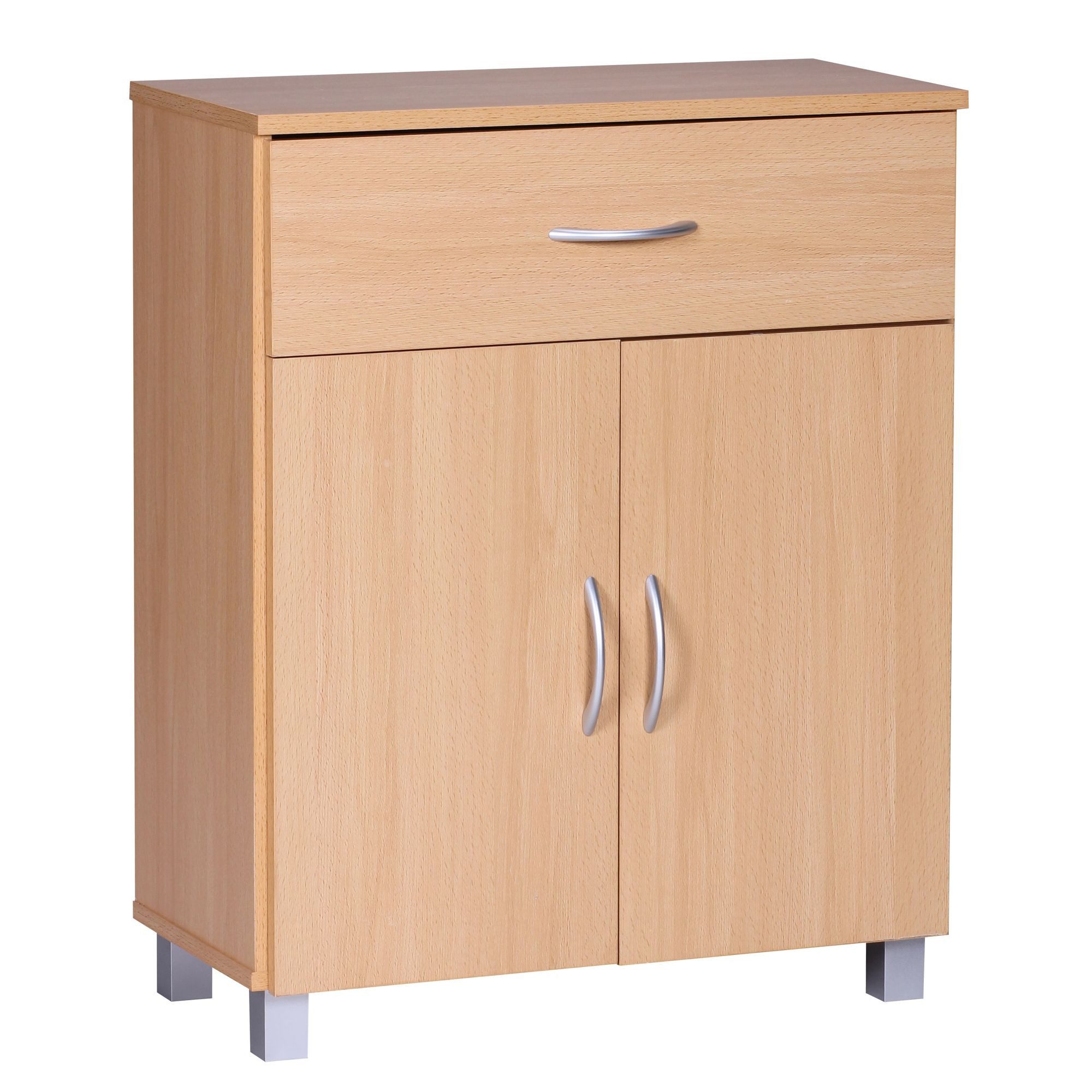 furnicato Sideboard mit Schublade 60x75x30 cm Buche (1 St), Kommode mit höhenverstellbarem Fach und praktischer Ablagefläche