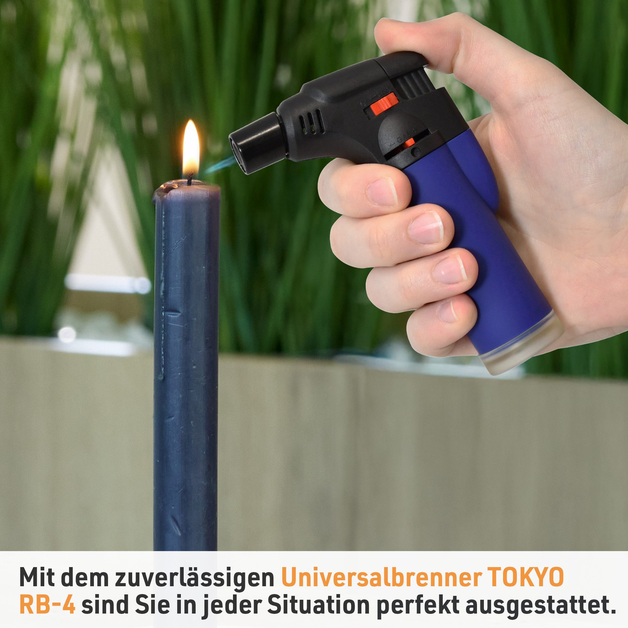 TOM Flambierbrenner Gasbrenner mit 100ml Nachfüllflasche, (2-tlg), Piezo-Zündung, 1300°C, Butan/Propan Gas