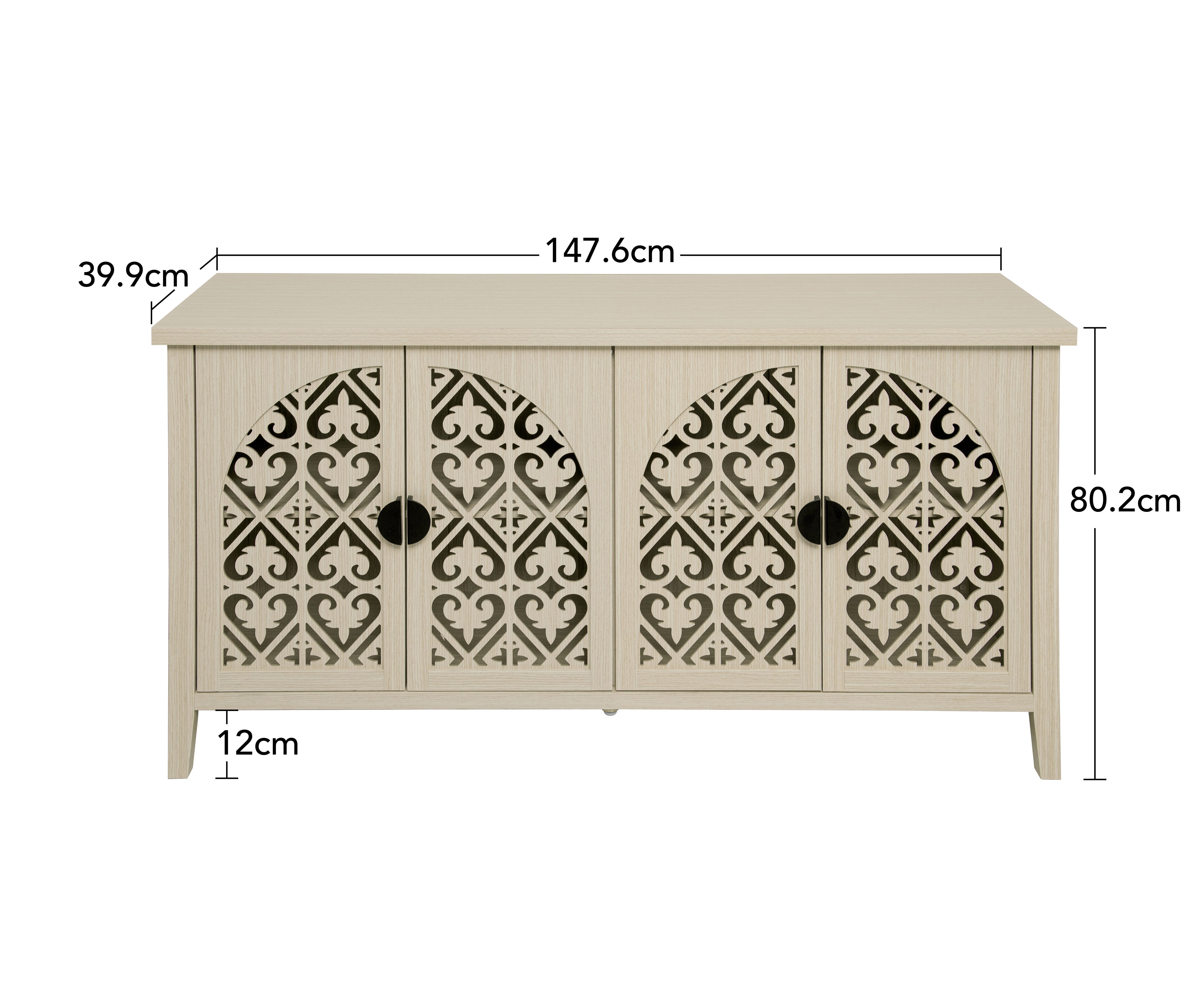 MilestoneHOMELIFE Sideboard Natürliches Holzfarbener vier Türen Sideboard ( günstig online kaufen